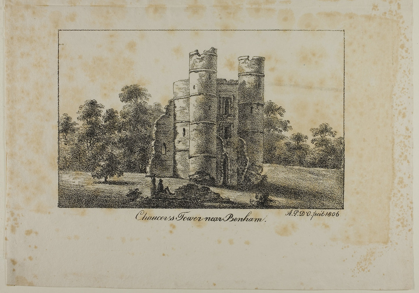 Chaucer's Tower Near Benham -  Antoine Philippe d'Orléans,  Poster Print Wall Art