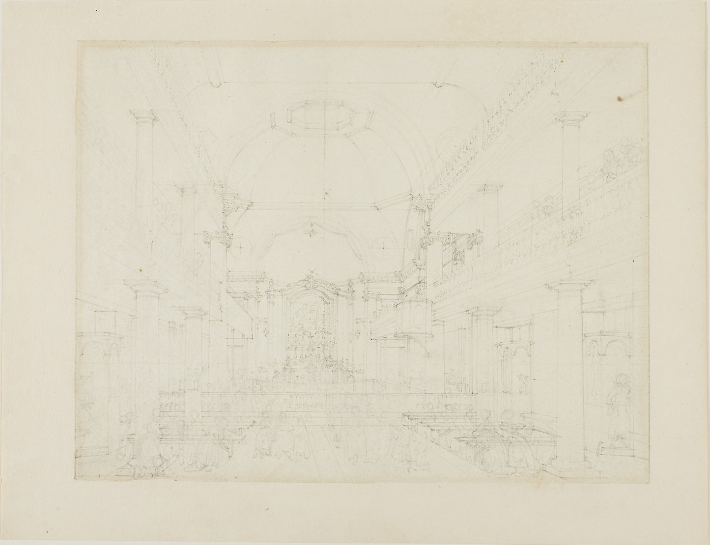 Study for The Roman Catholic Chapel, Lincoln's Inn Fields, from Microcosm of London -  Augustus Charles Pugin (English, born France, 1762-1832),  Poster Print Wall Art