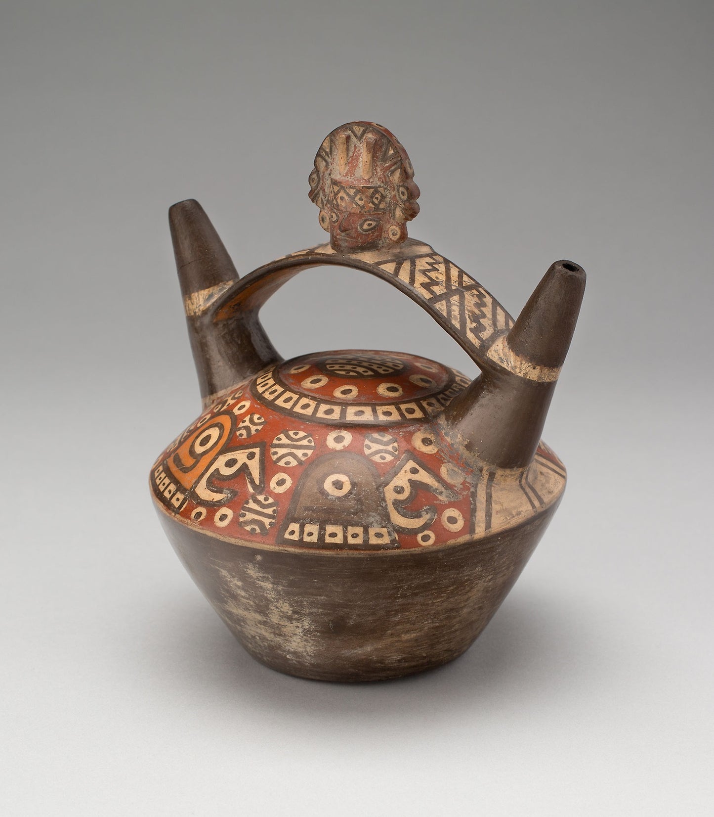 Vessel with Abstract Motifs and a Modeled Head -  Tiwanaku-Wari,  Poster Print Wall Art