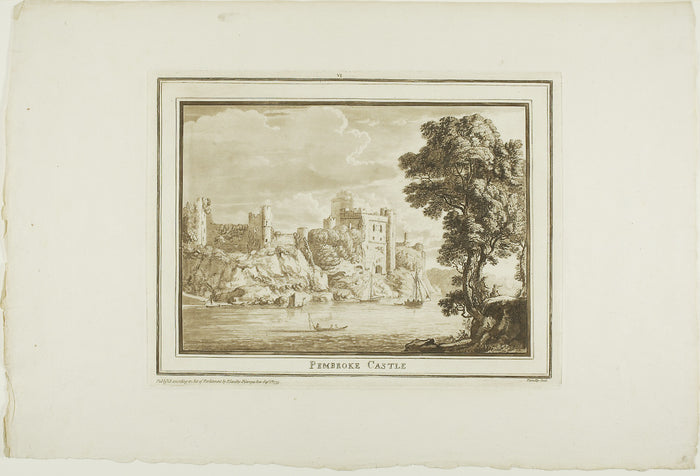 Pembroke Castle, from Twelve Views in Aquatinta from Drawings taken on the Spot in South Wales: Paul Sandby,16x12