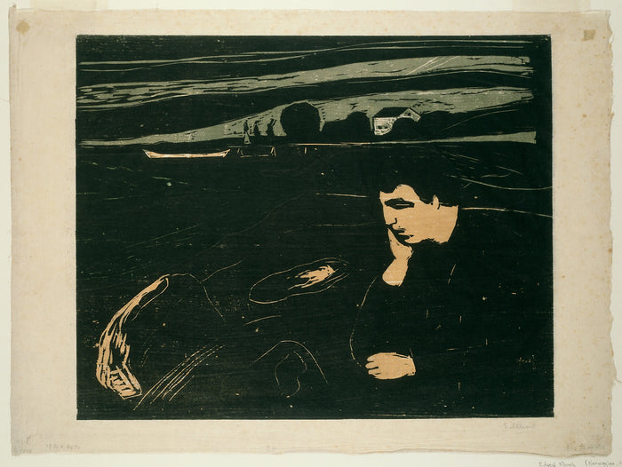Melancholy III: Edvard Munch (Norwegian, 1863-1944),16x12