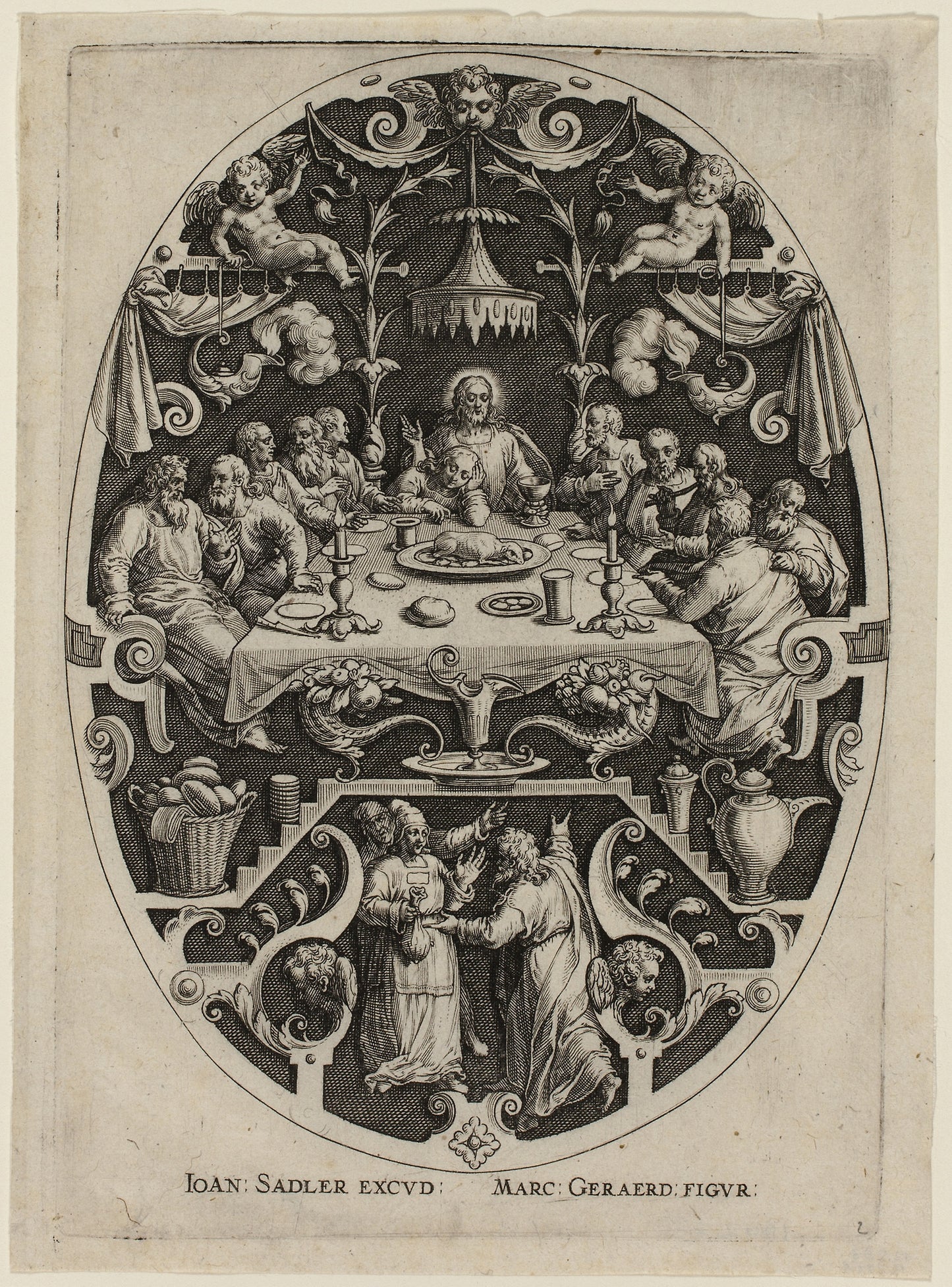 Last Supper, from Passion of Christ -  Jan Sadeler, the Elder (Flemish, 1550-1600),  Poster Print Wall Art
