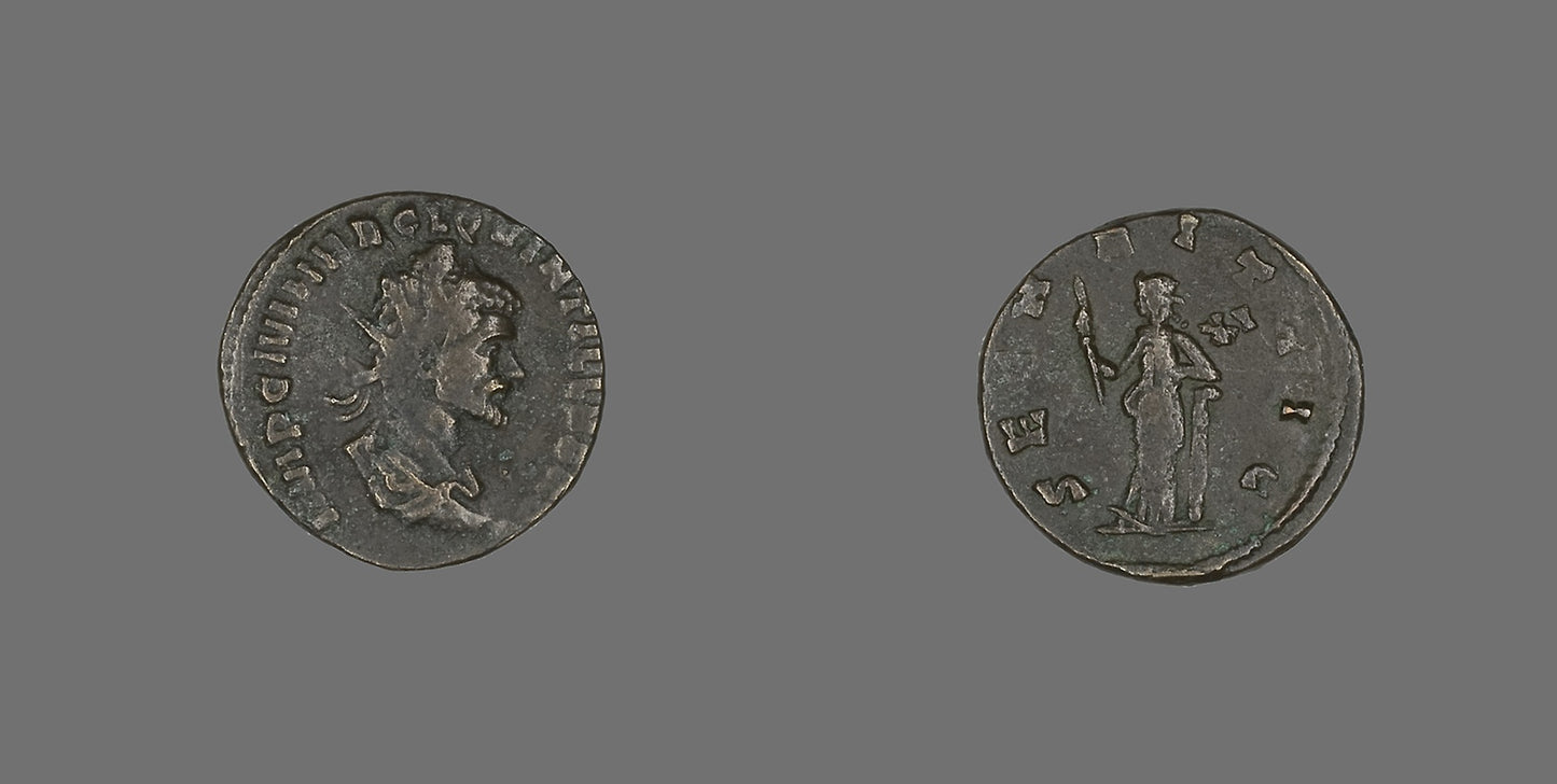 Coin Portraying Emperor Quintillus -  Roman,  Poster Print Wall Art