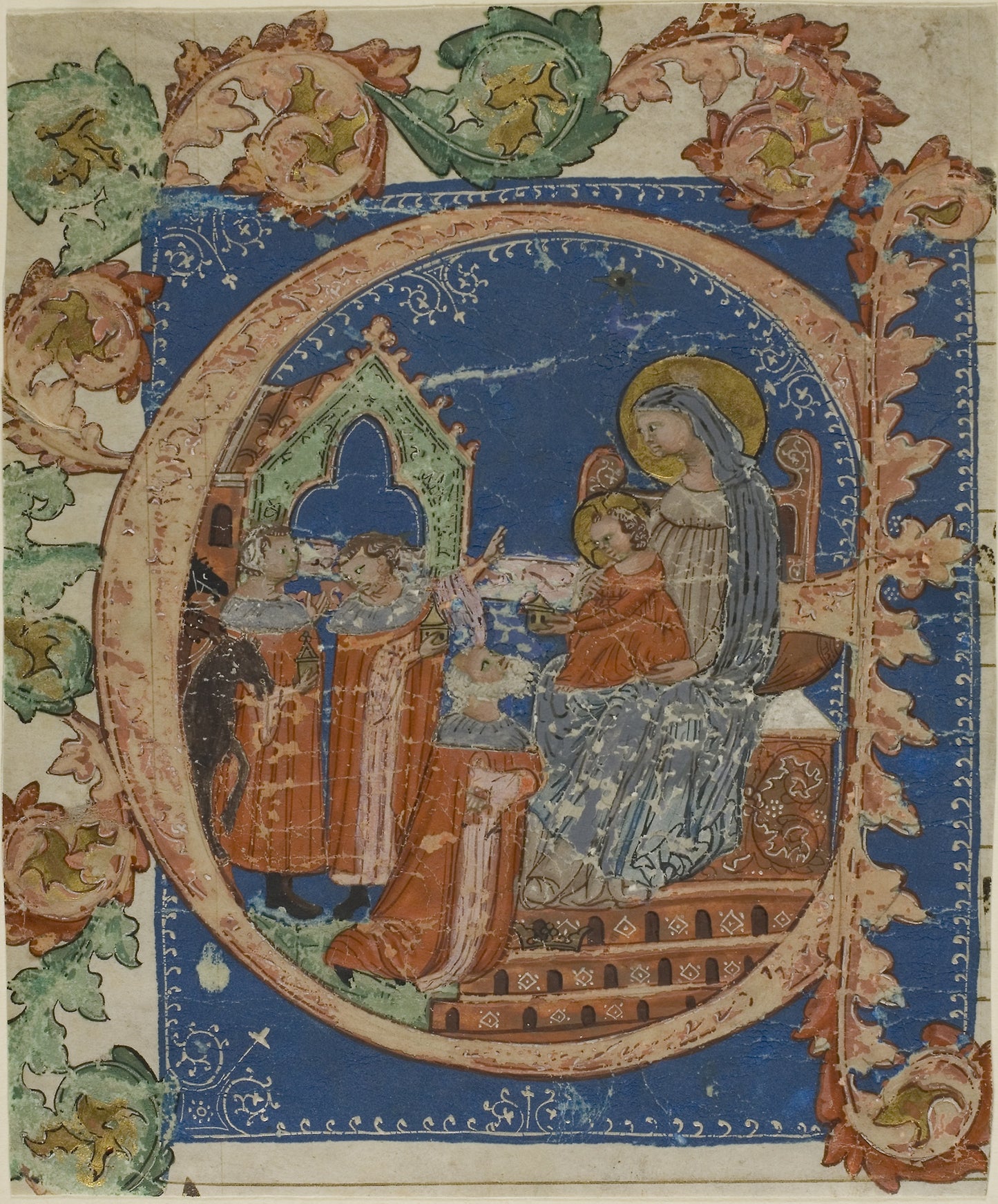 The Adoration of the Magi in a Historiated Initial "E" from a Choirbook: Italian (Florence), Poster Print Wall Art