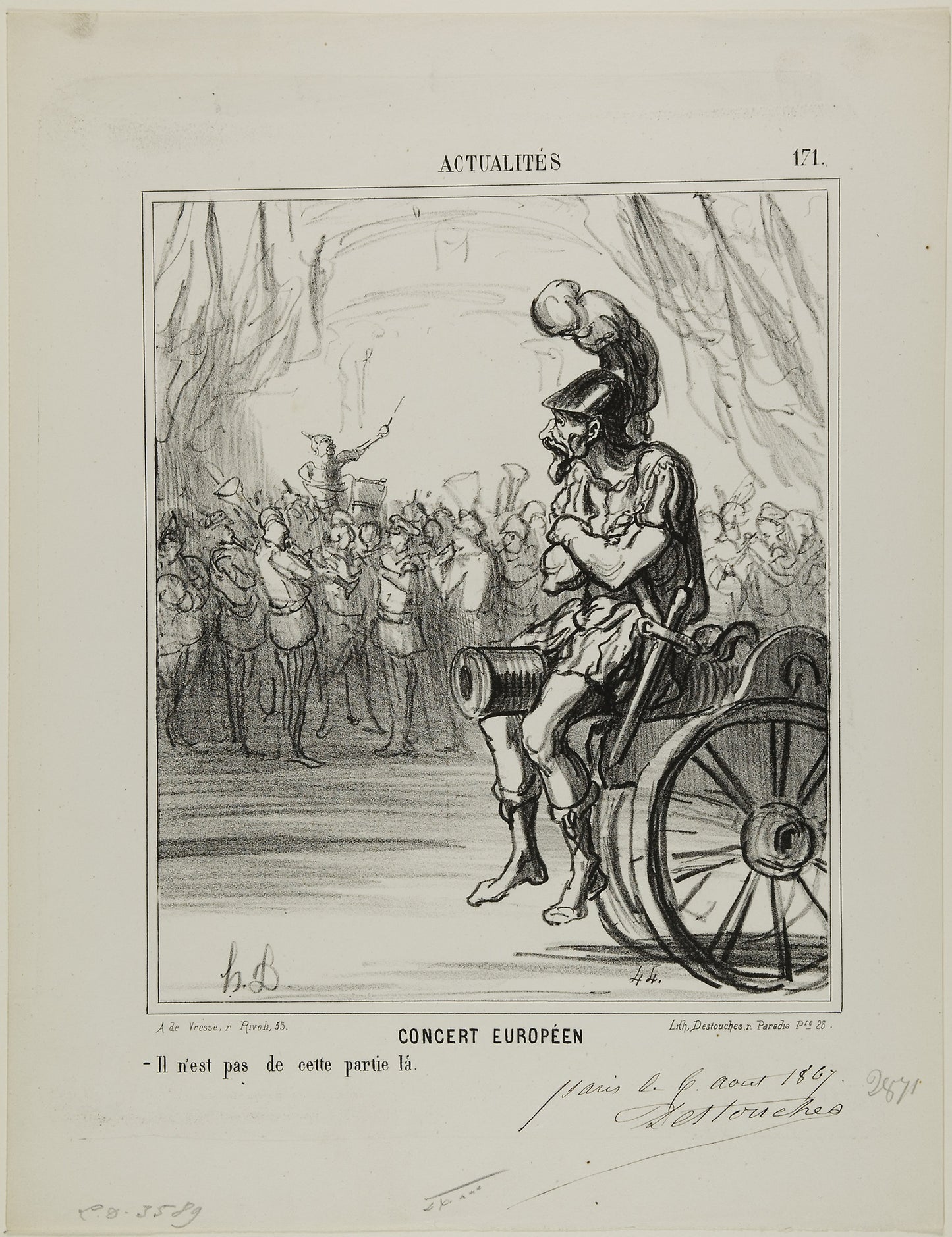A European Concert. Not allowed to participate in this part, plate 171 from Actualités: Honoré Victorin Daumier,16x12"(A3) Poster