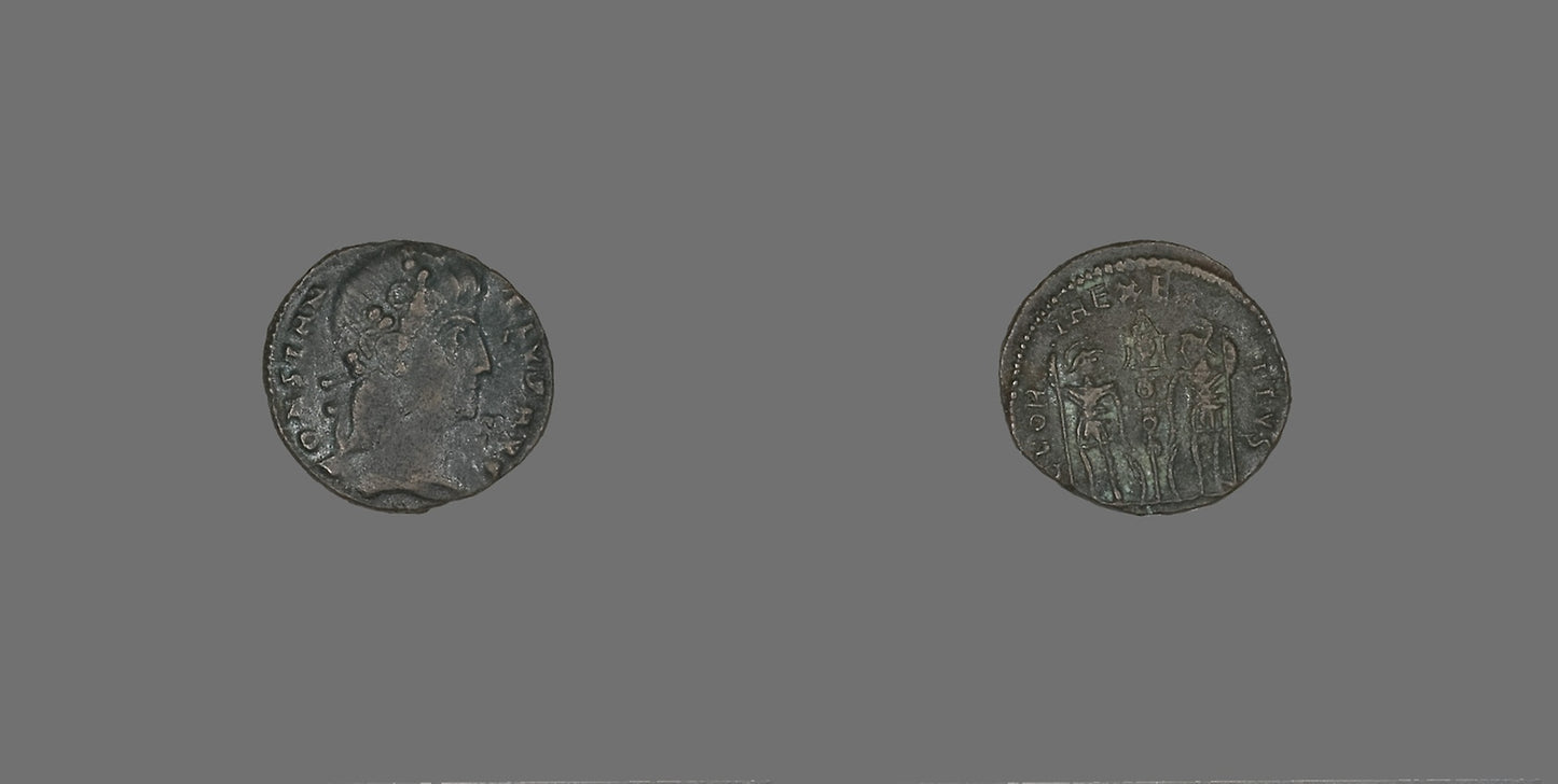 Coin Portraying Emperor Constantius II -  Roman,  Poster Print Wall Art