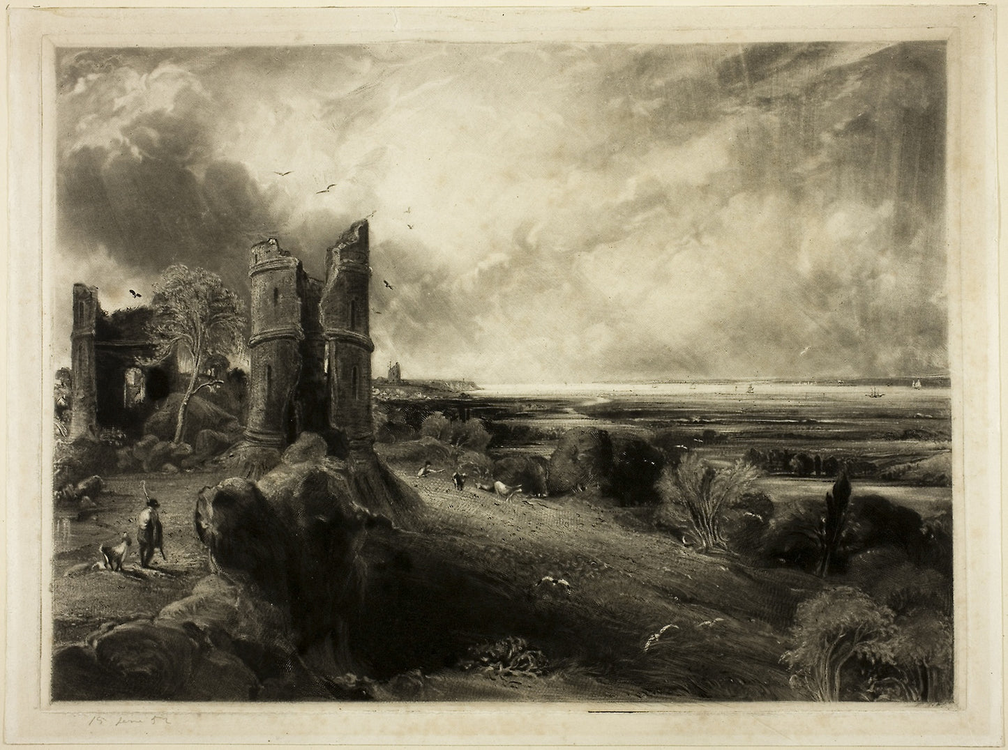 Hadleigh Castle Near the Nore -  David Lucas (English, 1802-1881),  Poster Print Wall Art