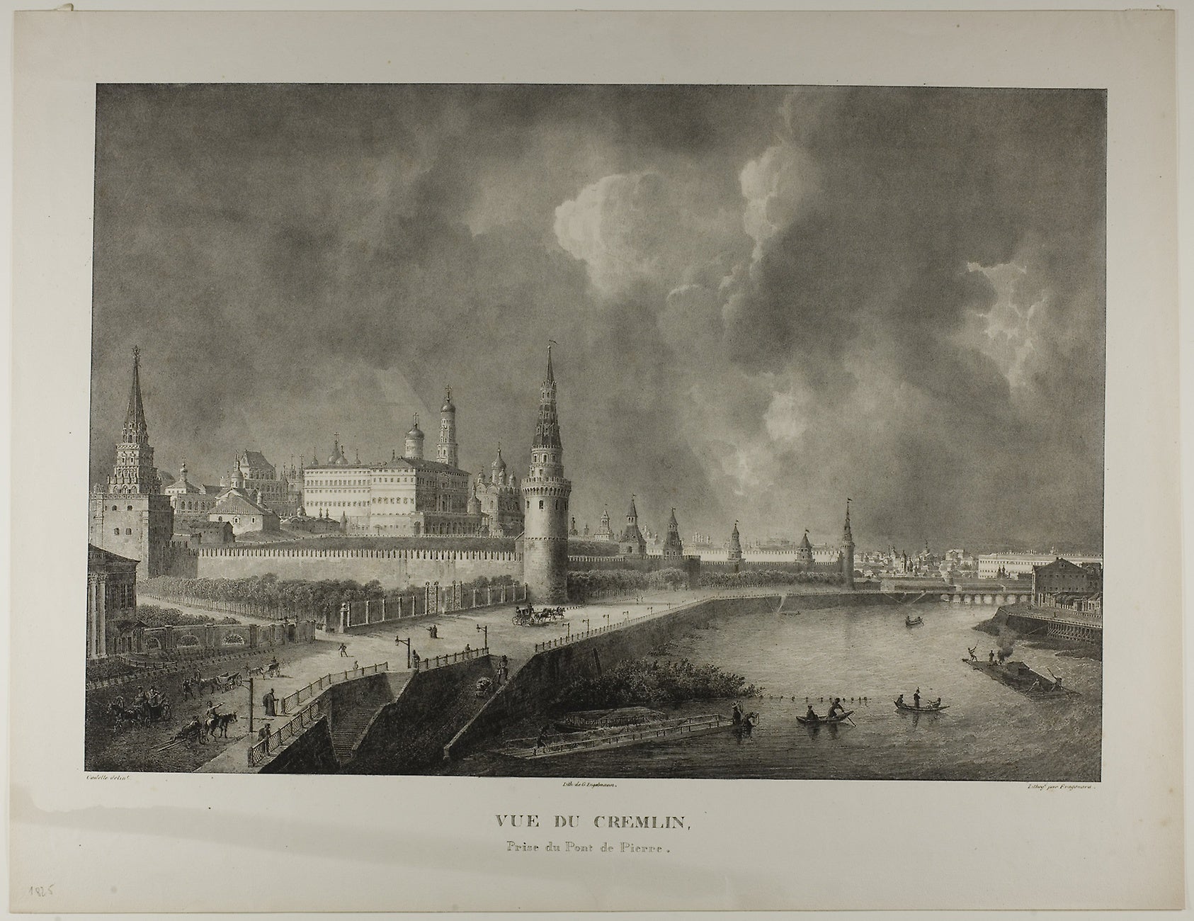 View of the Kremlin from the Stone Bridge: Alexandre E. Fragonard (French, 1780-1850),16x12"(A3) Poster