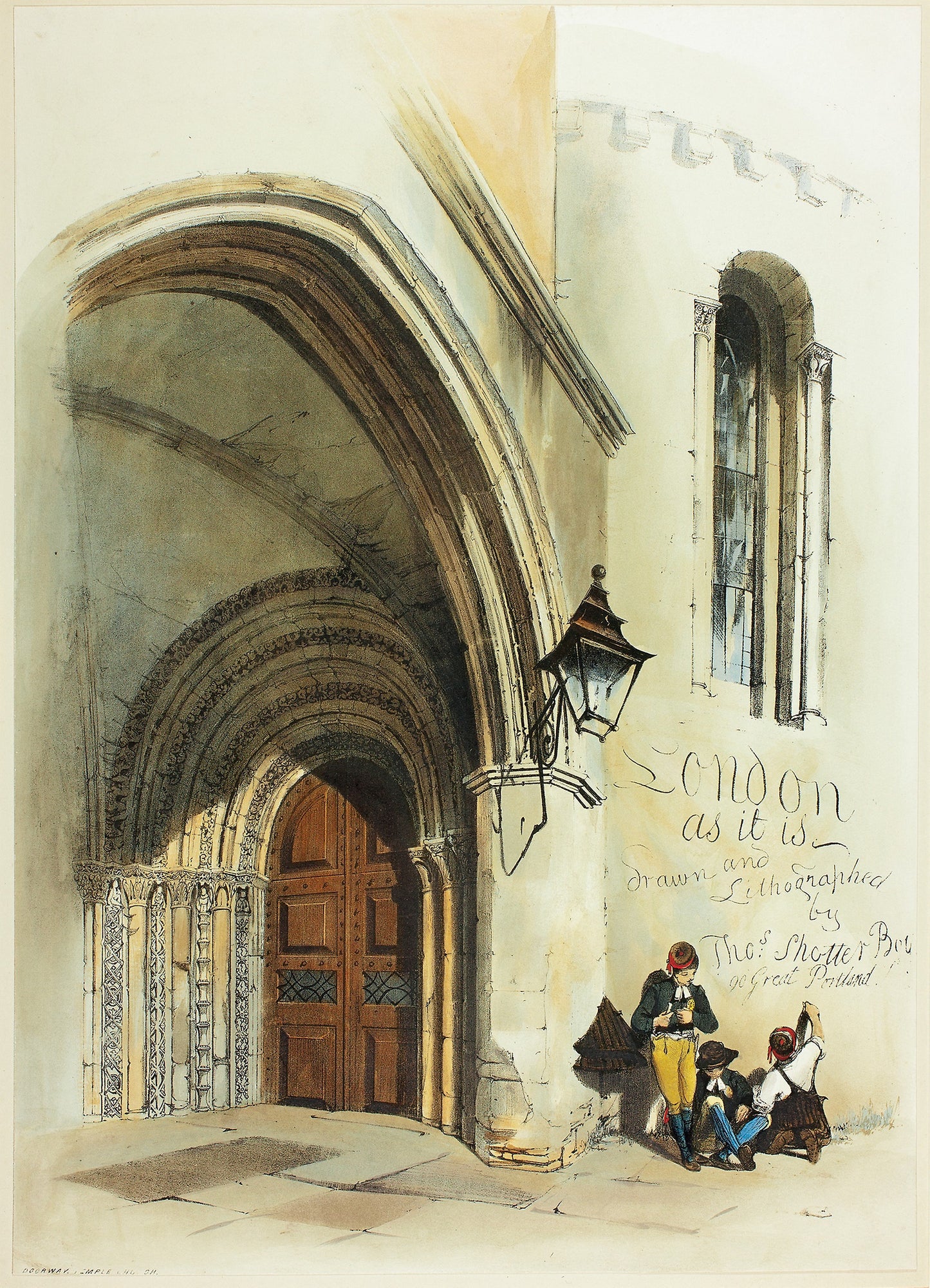 Doorway, Temple, frontispiece to Original Views of London as It Is -  Thomas Shotter Boys (English, 1803-1874),  Poster Print Wall Art