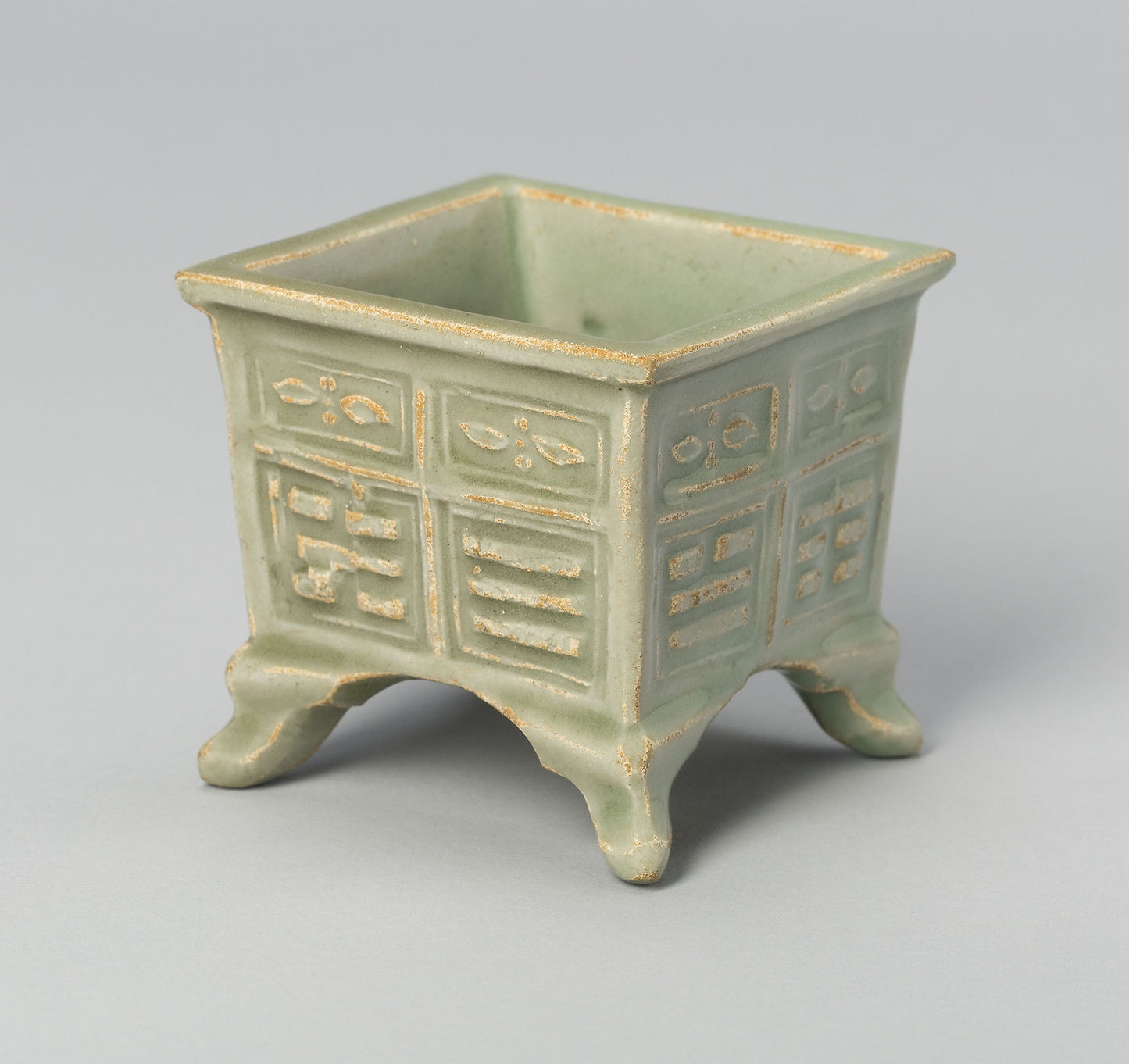 Square Jar with Archaistic "Trigrams" and Floral Scrolls -  China,  Poster Print Wall Art