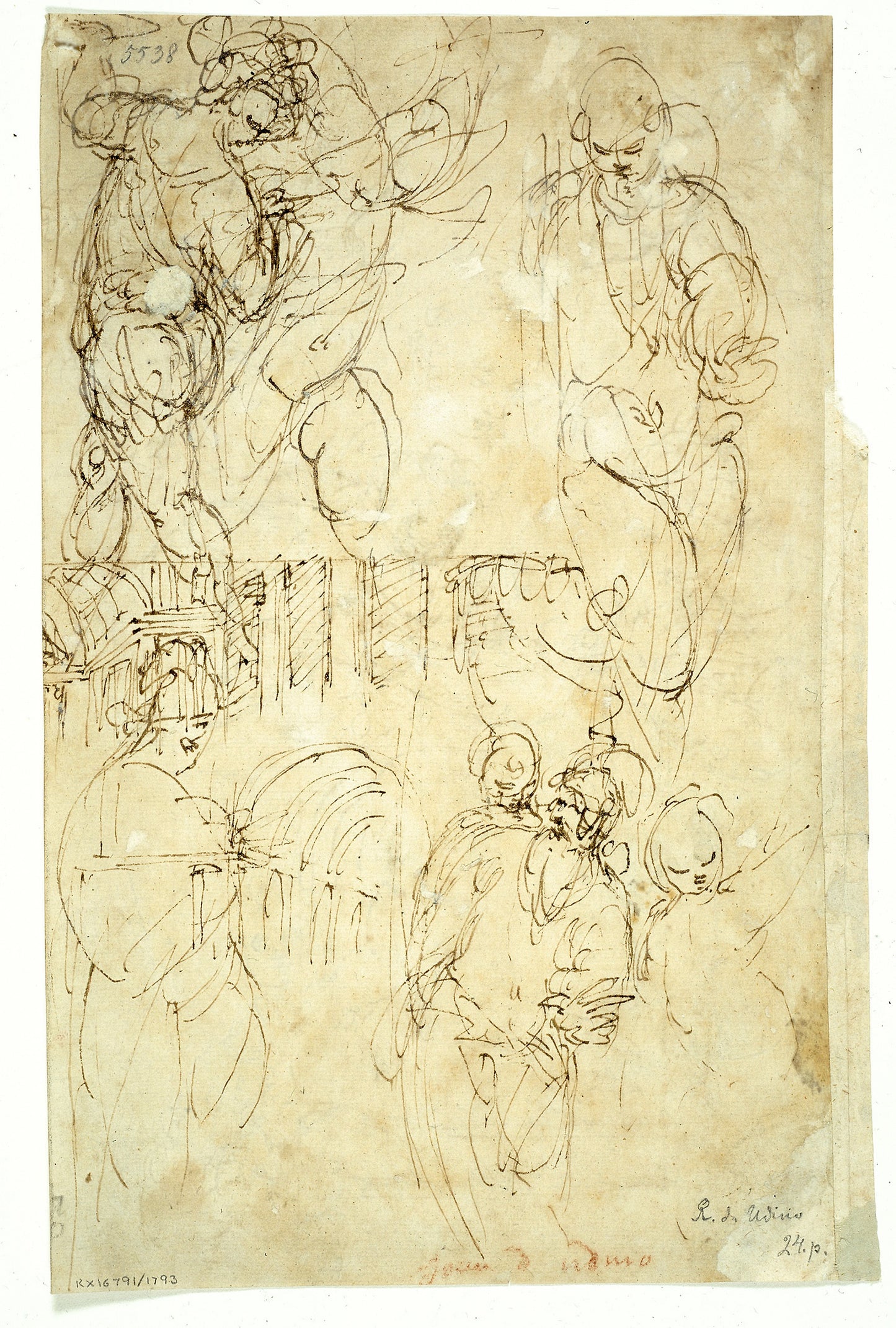 Sketches of Figures -  Battista Franco, called Il Semolei,  Poster Print Wall Art