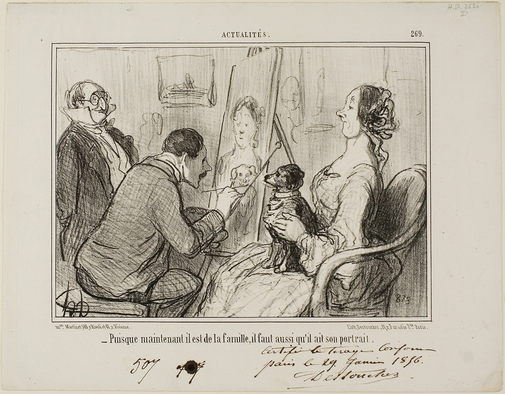 '- Since he is now part of the family, he must also have his portrait taken, plate 269 from Actualités: Honoré Victorin Daumier,16x12"(A3) Poster