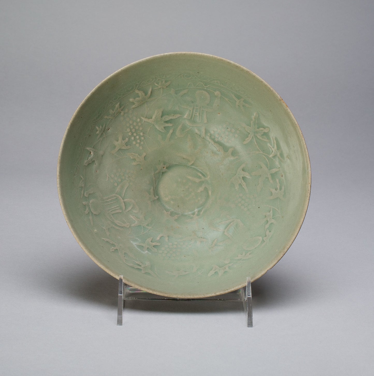 Bowl with Chidren Playing amid Hibiscus and Grapes -  Korea,  Poster Print Wall Art