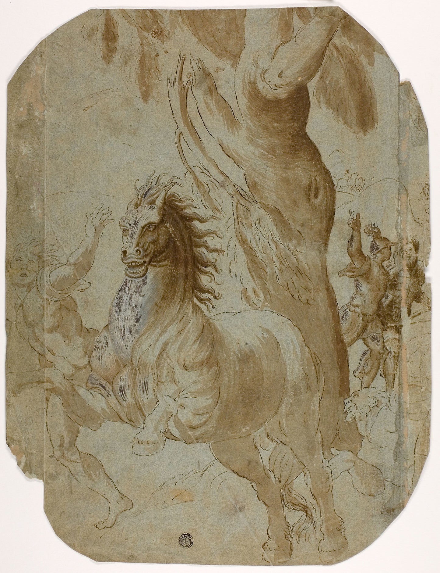Conversion of St. Paul (recto); Man Seen from Back (verso) -  After Giovanni Antonio da Pordenone,  Poster Print Wall Art