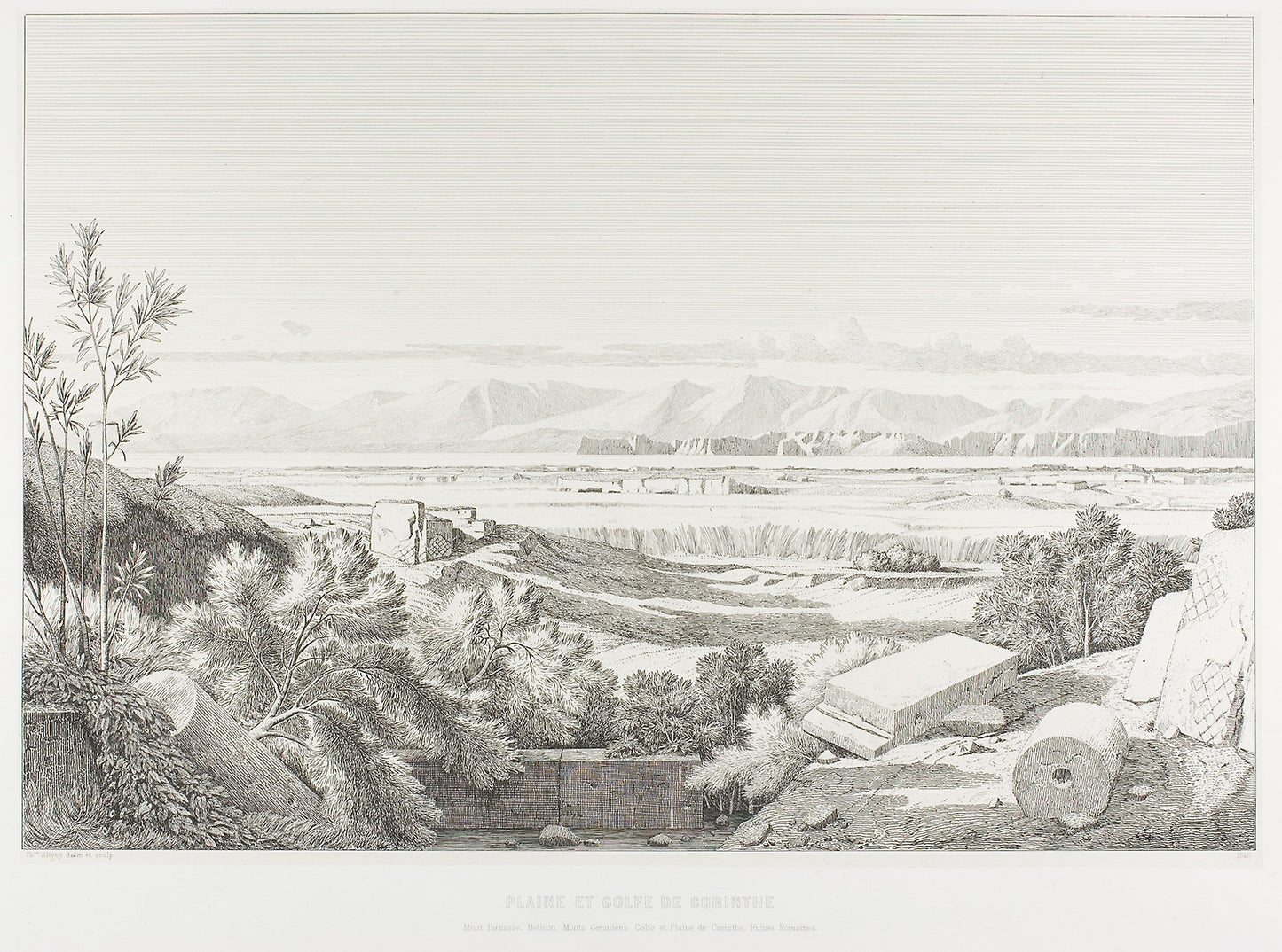 View of Délos -  Cyclades. Port of Délos, Paros and Greater Délos -  Théodore Caruelle d'Aligny,  Poster Print Wall Art