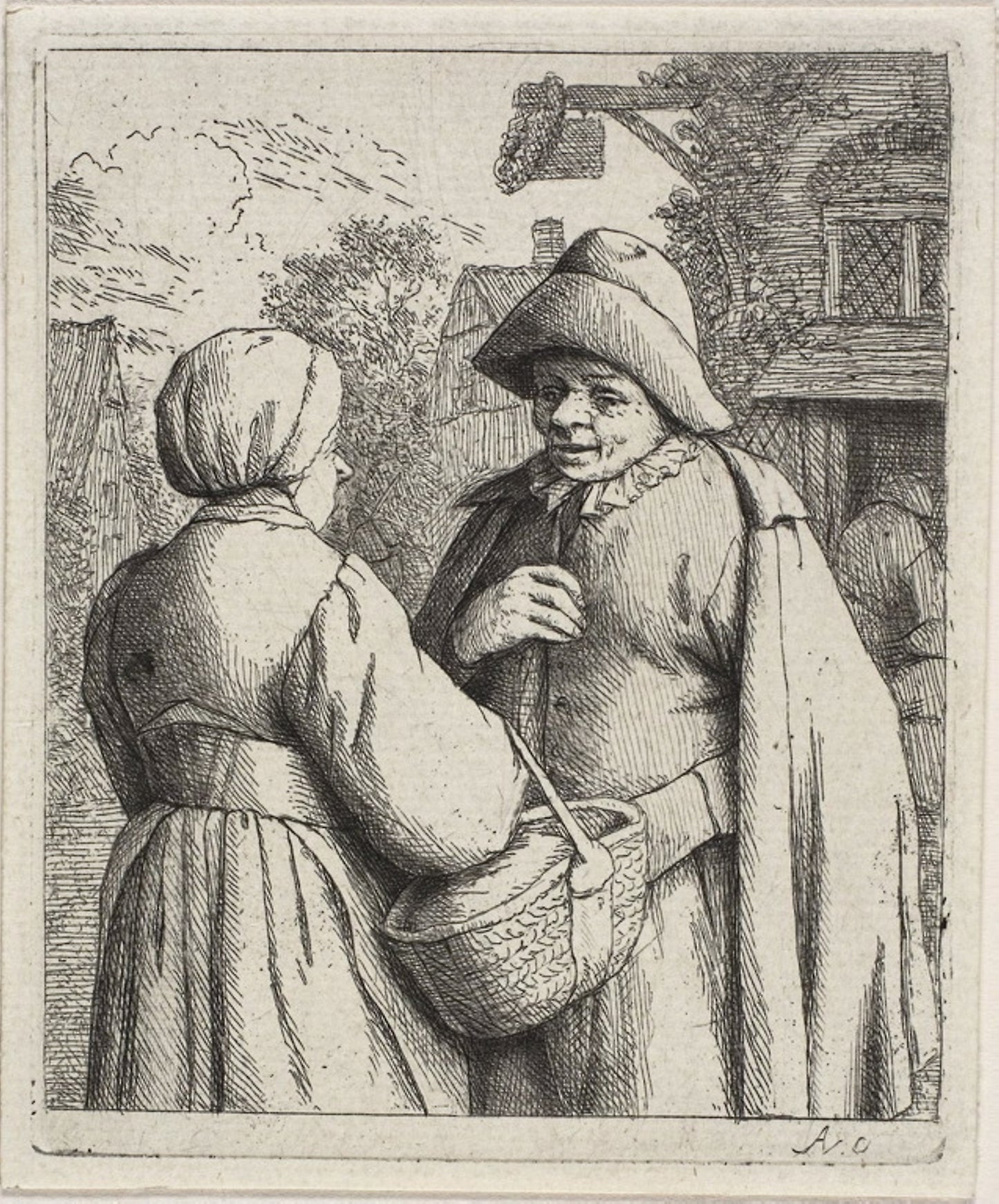 Man and Woman Conversing: Adriaen van Ostade, Poster Print Wall Art
