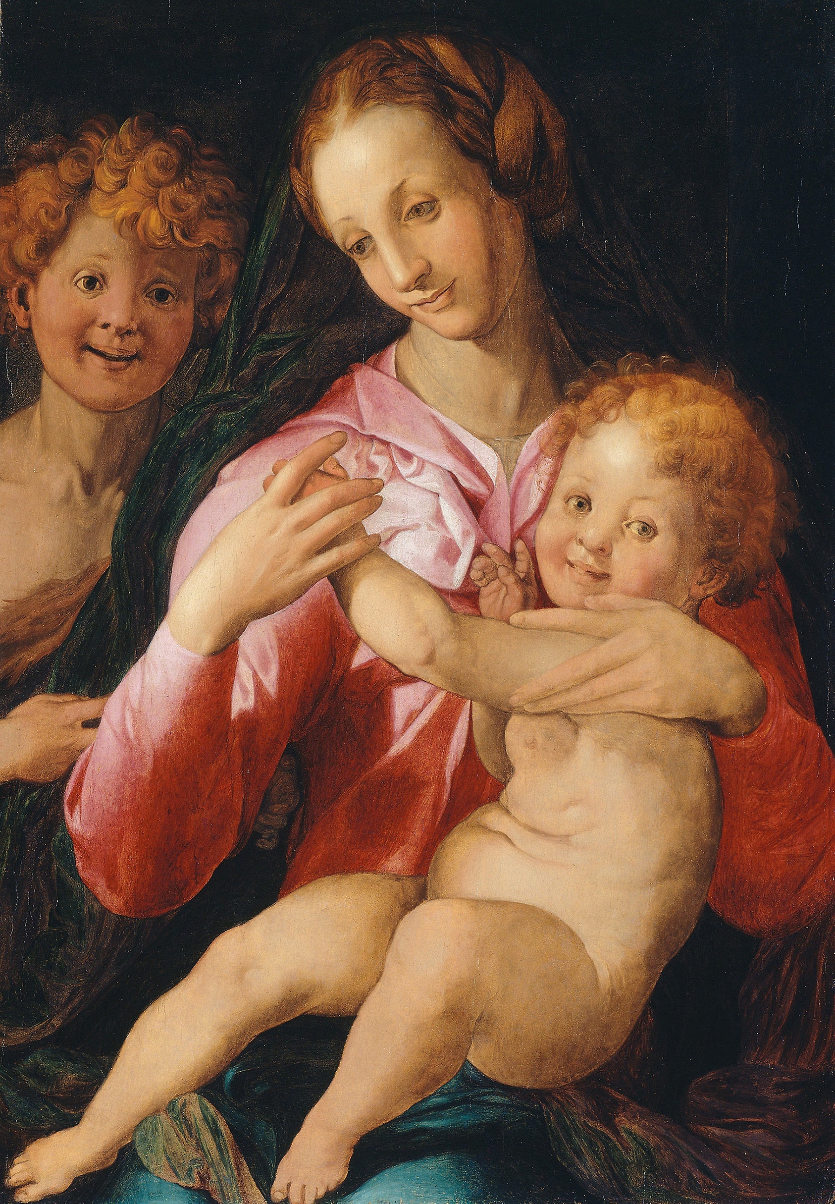 Virgin and Child with the Young Saint John the Baptist: Agnolo Bronzino or Follower,16x12"(A3) Poster