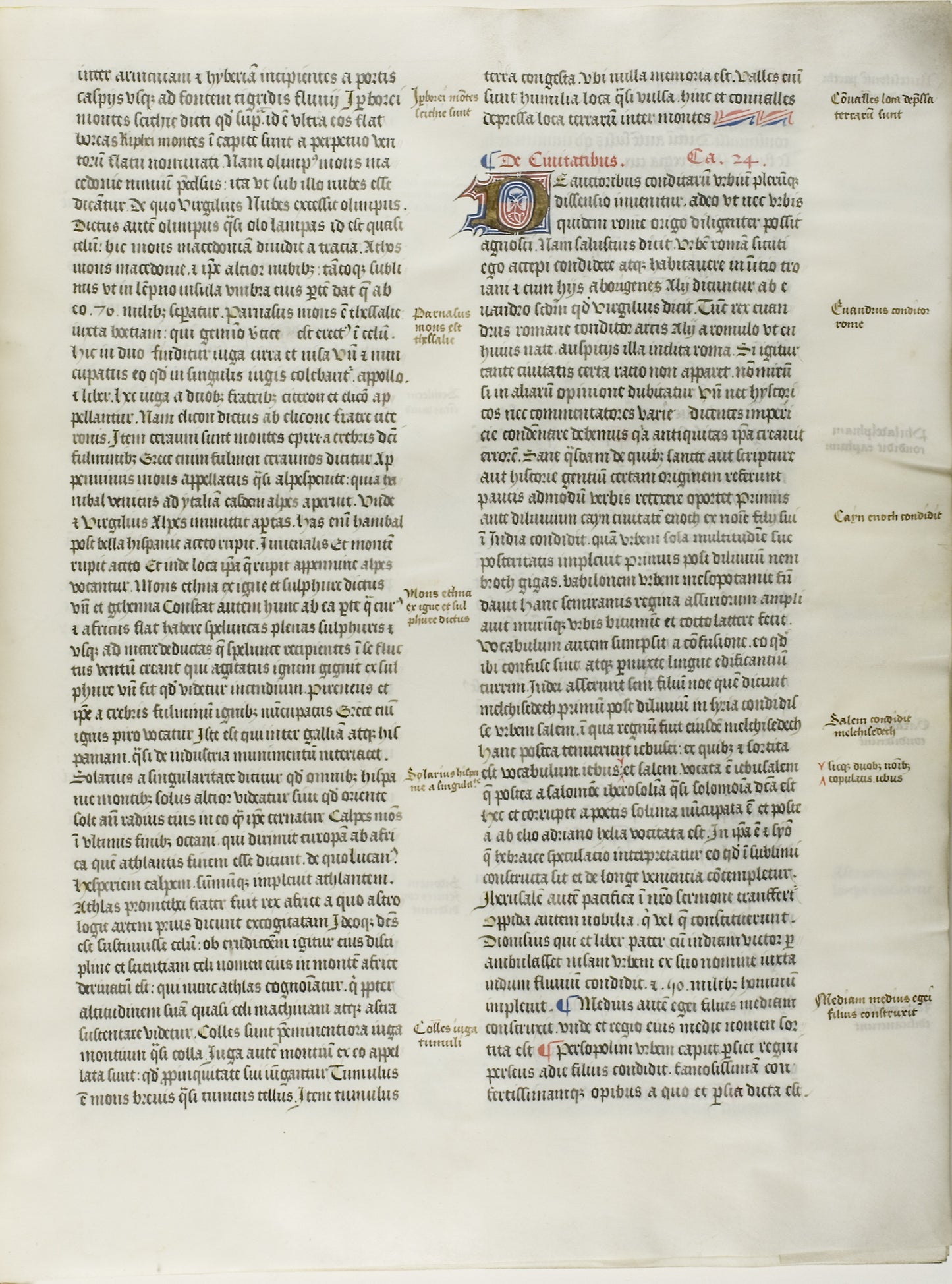 Folio Seven from Burchard of Sion's De locis ac mirabilibus mundi, or an Illuminated Geography: French (Paris), Poster Print Wall Art