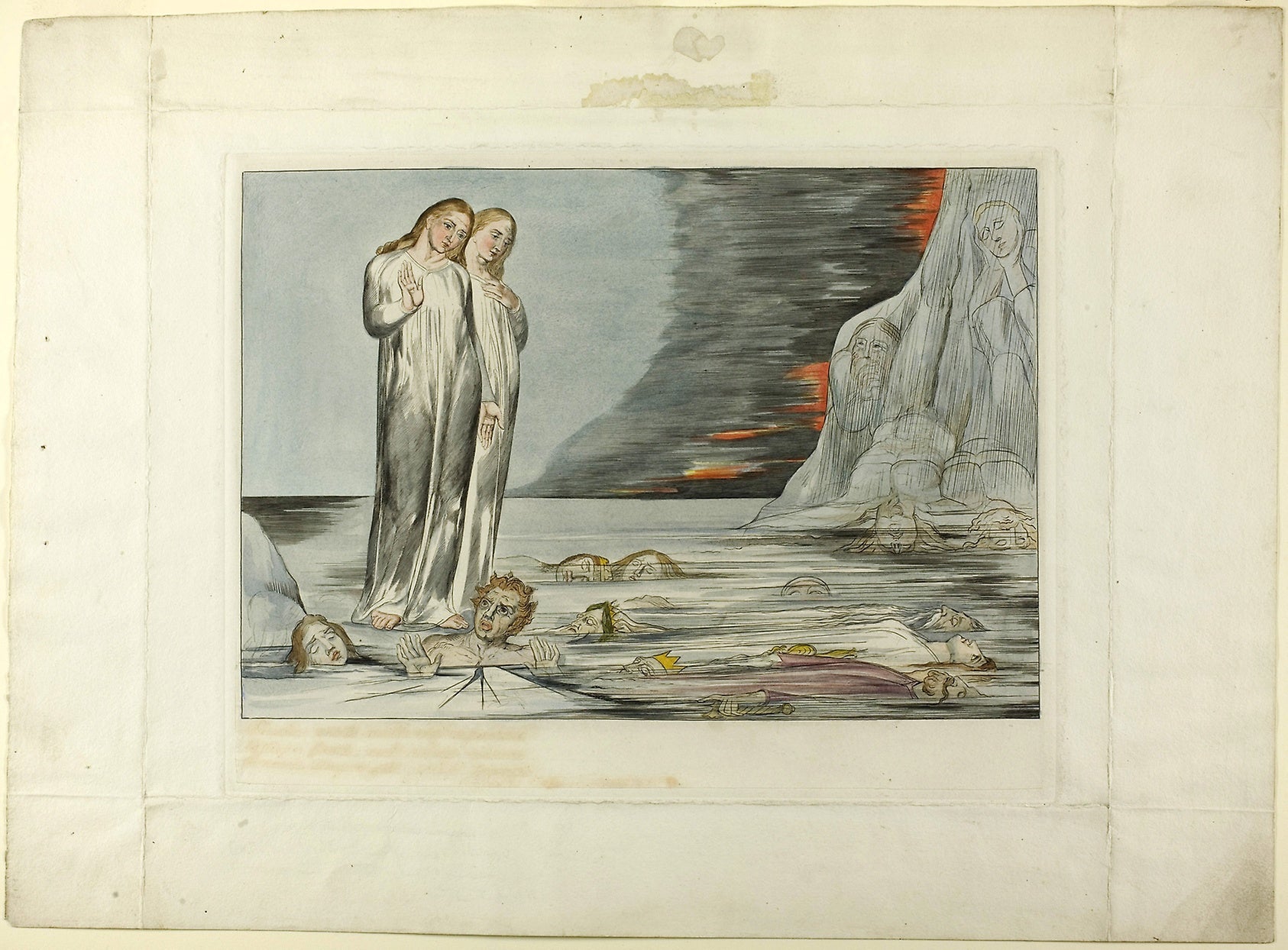 The Circle of the Traitors; Dante's Foot Striking Bocca degli Abbate. Inferno, canto XXXII: William Blake,16x12"(A3) Poster