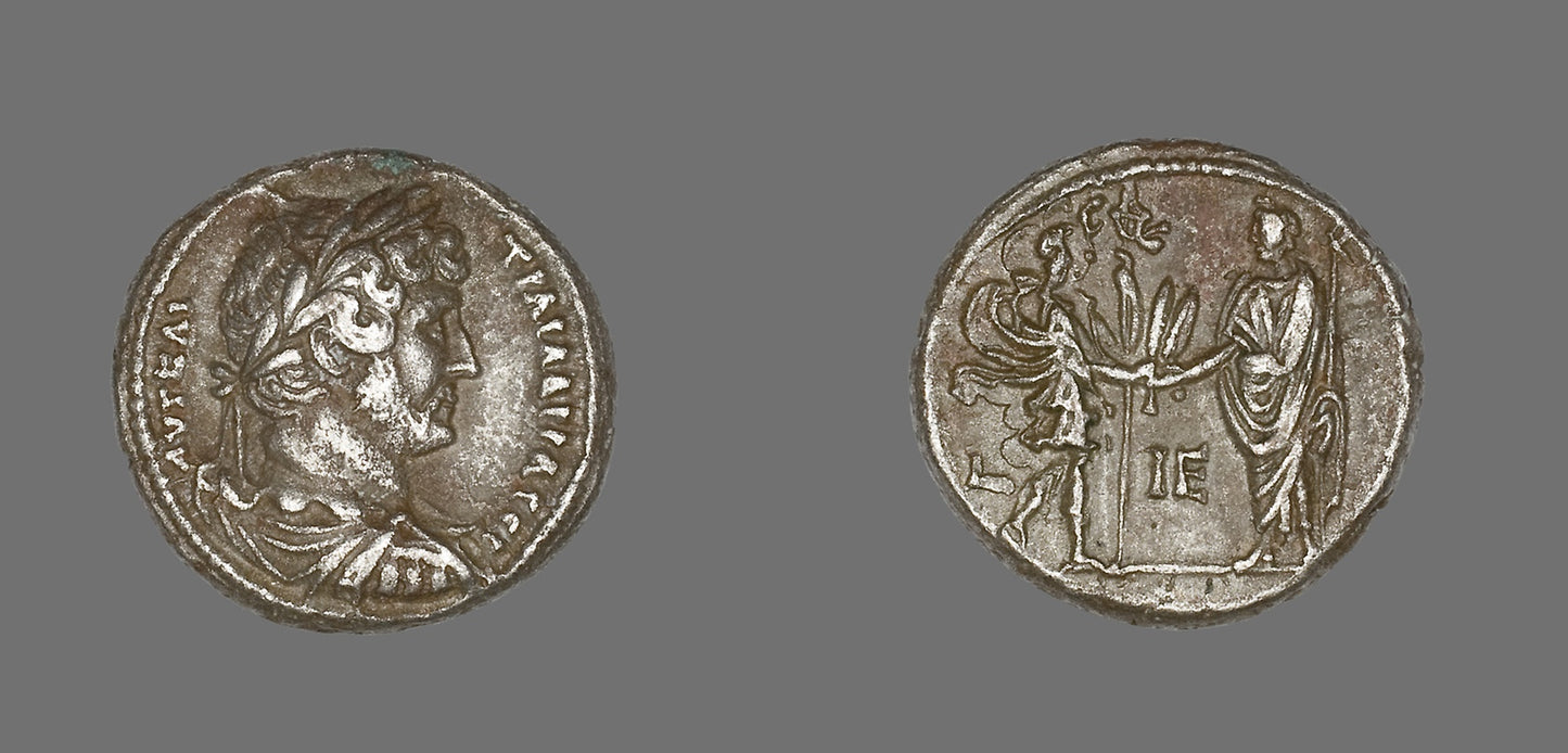Tetradrachm (Coin) Portraying Emperor Hadrian -  Roman, minted in Alexandria, Egypt,  Poster Print Wall Art