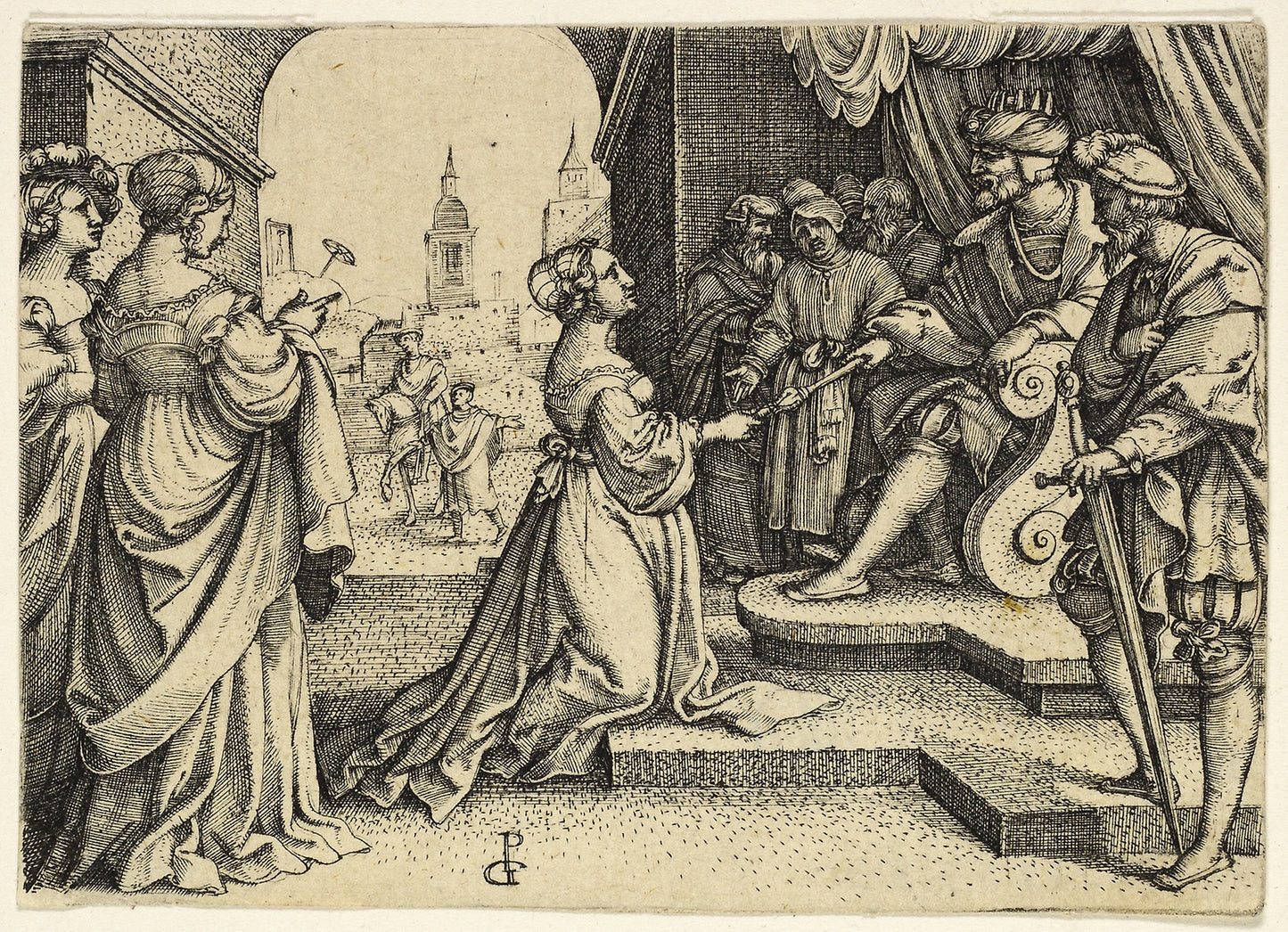 Esther before Ahasuerus -  Master I.B.,  Poster Print Wall Art