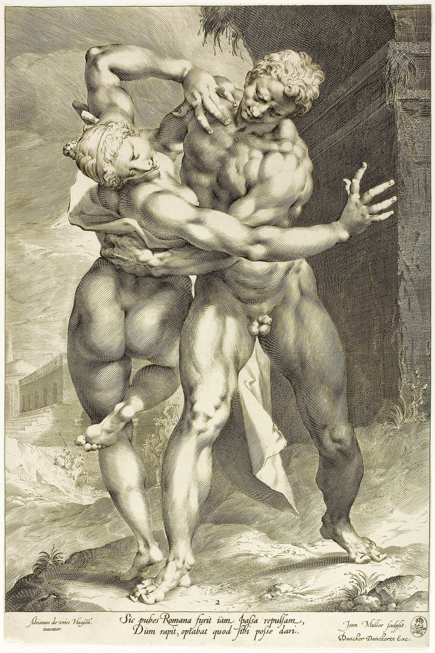 The Rape of a Sabine Woman, Frontal View -  Jan Harmensz Muller (Dutch, 1571-1628),  Poster Print Wall Art