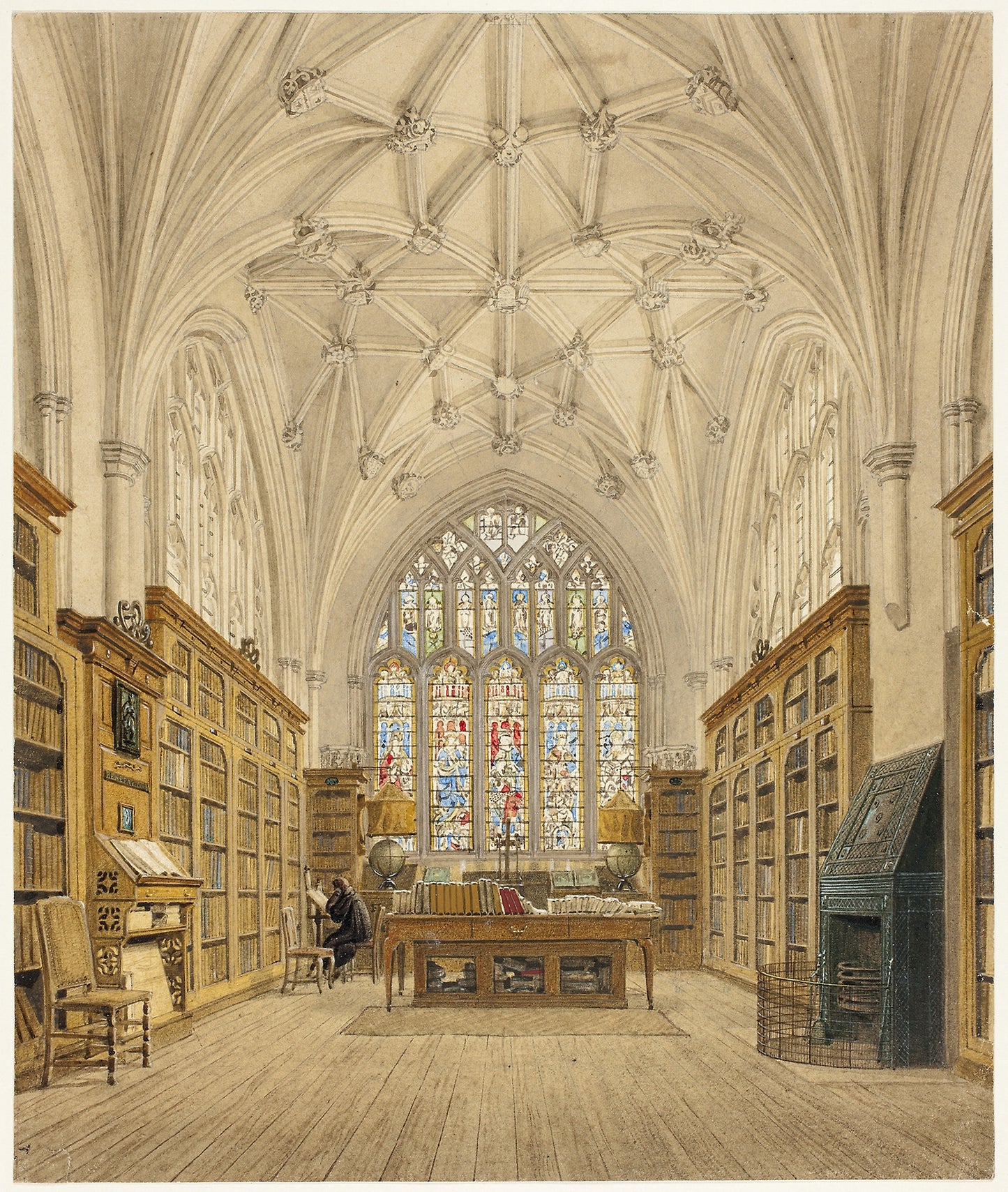 Library of Winchester College -  Frederick MacKenzie,  Poster Print Wall Art