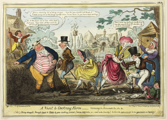 A Visit to Cockney Farm: George Cruikshank (English, 1792-1878),16x12