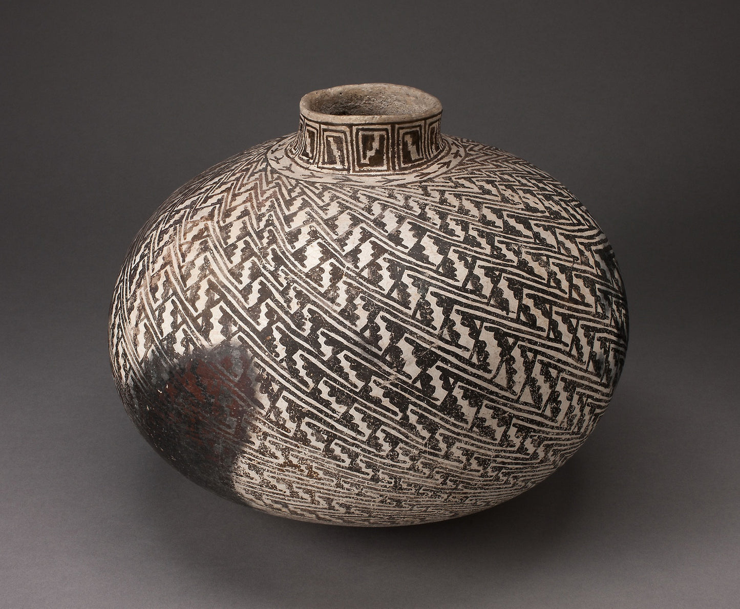 Jar with Interlocking-Stepped Motifs in Diagonal Pattern -  Ancestral Pueblo (Anasazi), Tularosa Black-on-white,  Poster Print Wall Art