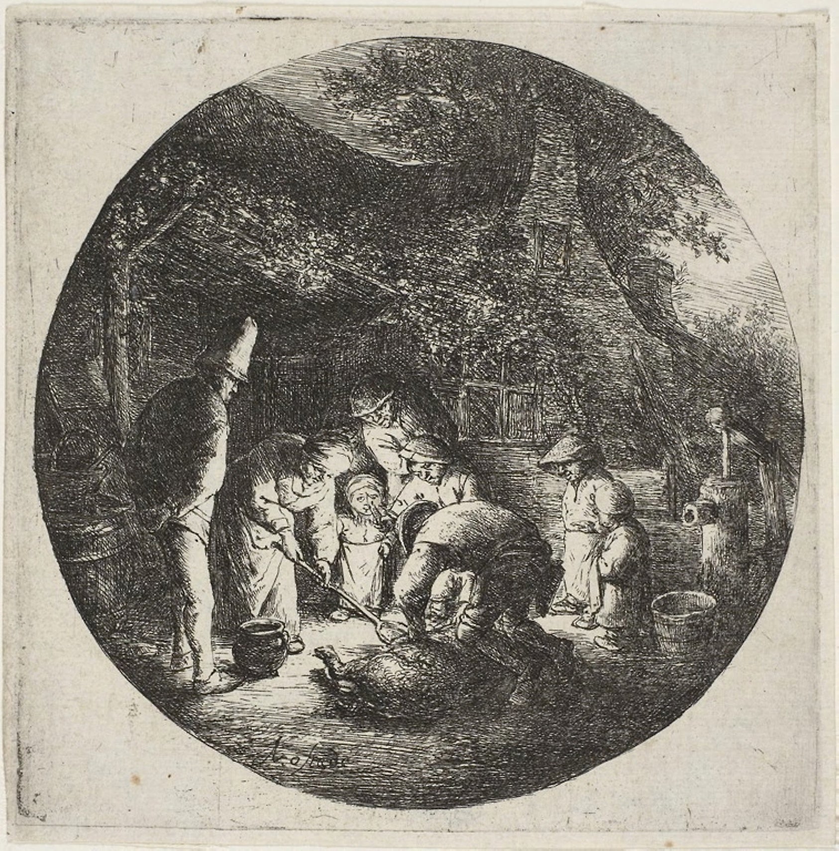 The Pigkillers: Adriaen van Ostade,16x12"(A3) Poster
