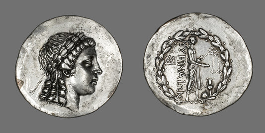 Tetradrachm (Coin) Depicting the God Apollo Gryneios -  Greek; minted in Myrina, Aeolis, Asia Minor (modern Turkey),  Poster Print Wall Art