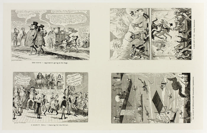 Dog Days - Legislation Going to the Dogs from George Cruikshank's Steel Etchings to The Comic Almanacks: 1835-1853 (top left): George Cruikshank (English, 1792-1878),16x12