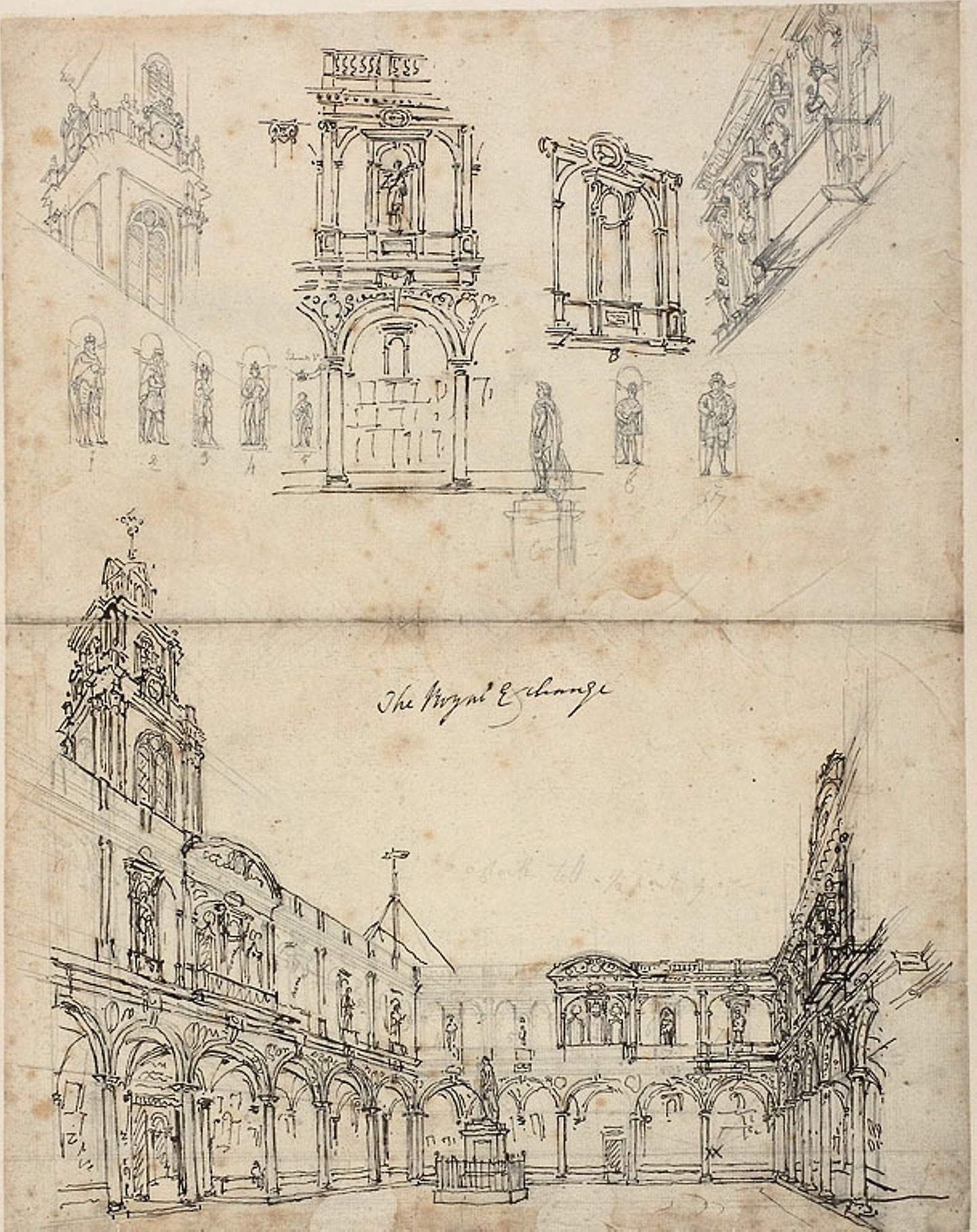 Study for The Royal Exchange, from Microcosm of London -  Augustus Charles Pugin,  Poster Print Wall Art