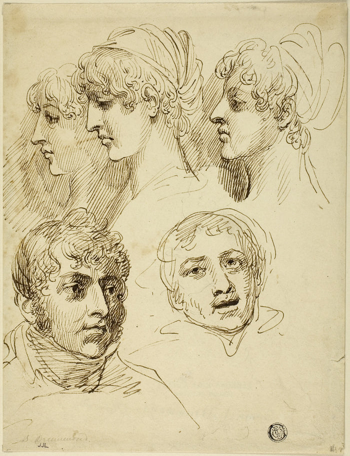Five Sketches of Heads: Samuel Drummond,16x12