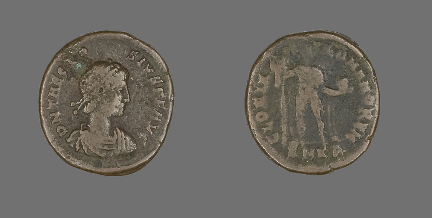 Coin Portraying Emperor Theodosius -  Roman, minted in Cyzicus,  Poster Print Wall Art