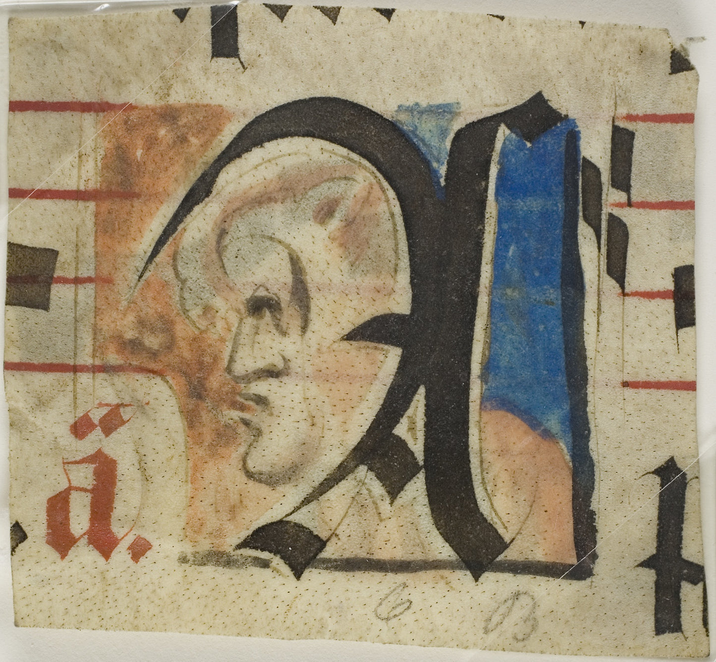 Decorated Initial with Grotesque in Profile from a Choir Book: European, Poster Print Wall Art