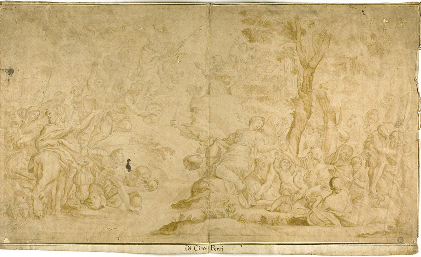 Moses Tapping the Rock -  after Ciro Ferri,  Poster Print Wall Art