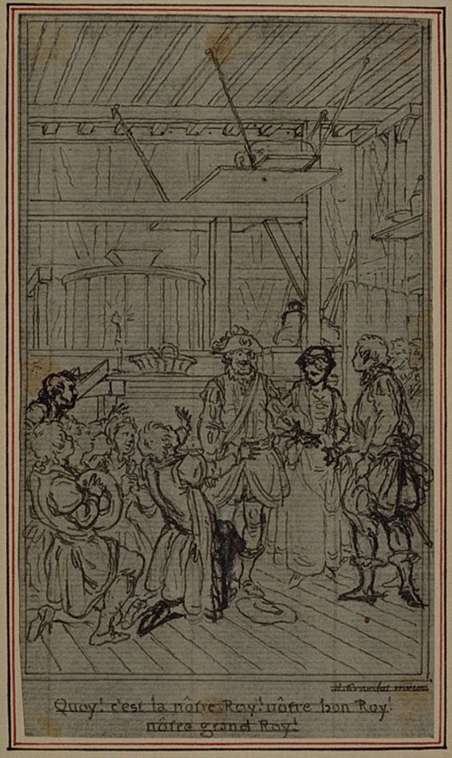 Study for Vignette-Frontispiece of Colle's "La Partie de Chasse de Henri IV", Act III -  Hubert François Gravelot,  Poster Print Wall Art