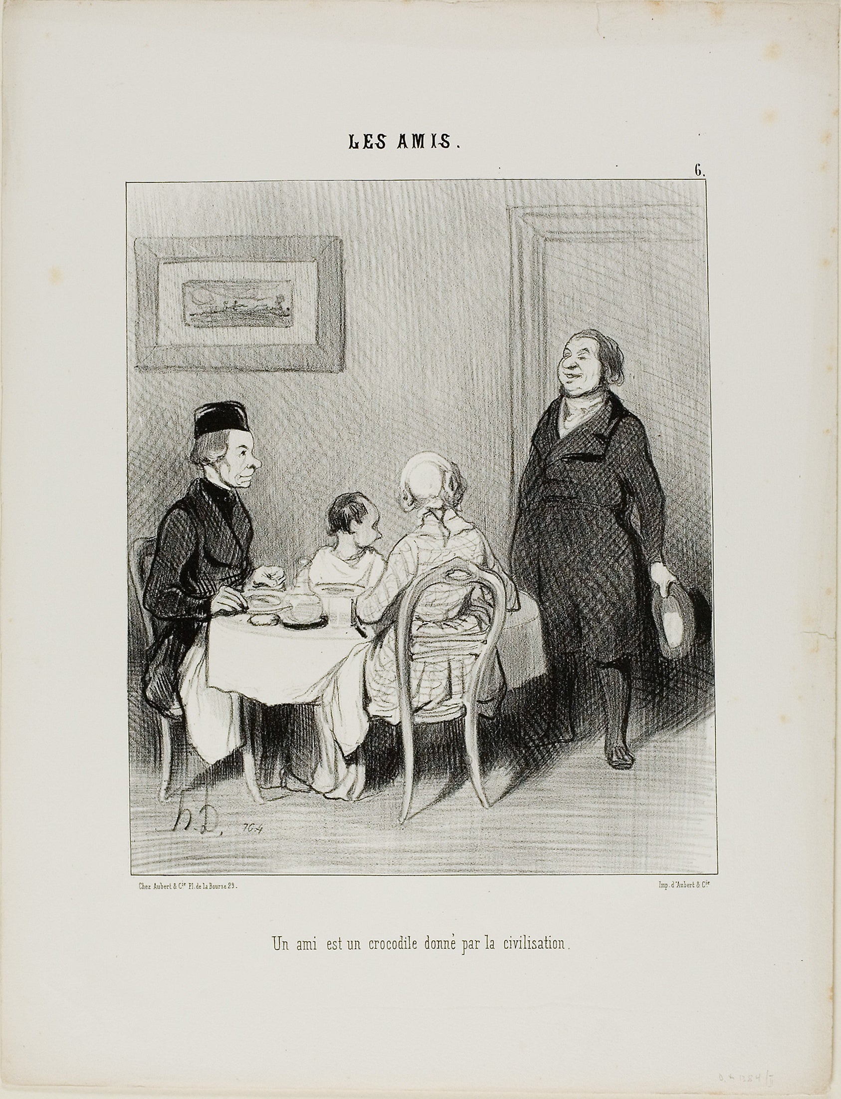 A friend is a crocodile produced: civilization, plate 6 from Les Amis: Honoré Victorin Daumier,16x12"(A3) Poster