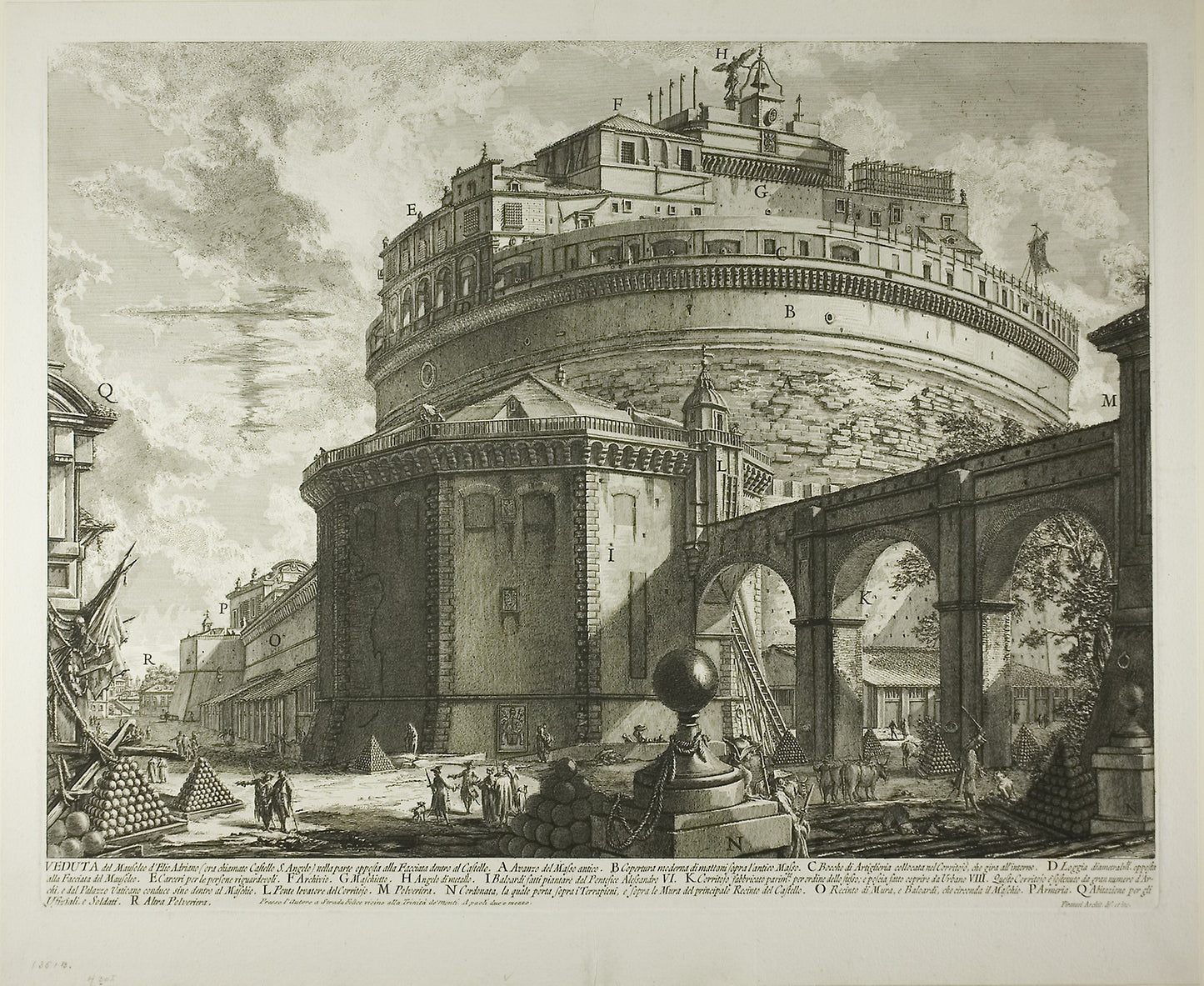 View of the Mausoleum of the Emperor Hadrian (now called Castel Sant’Angelo) from the Rear, from Vedute di Roma (Views of Rome) -  Giovanni Battista Piranesi,  Poster Print Wall Art