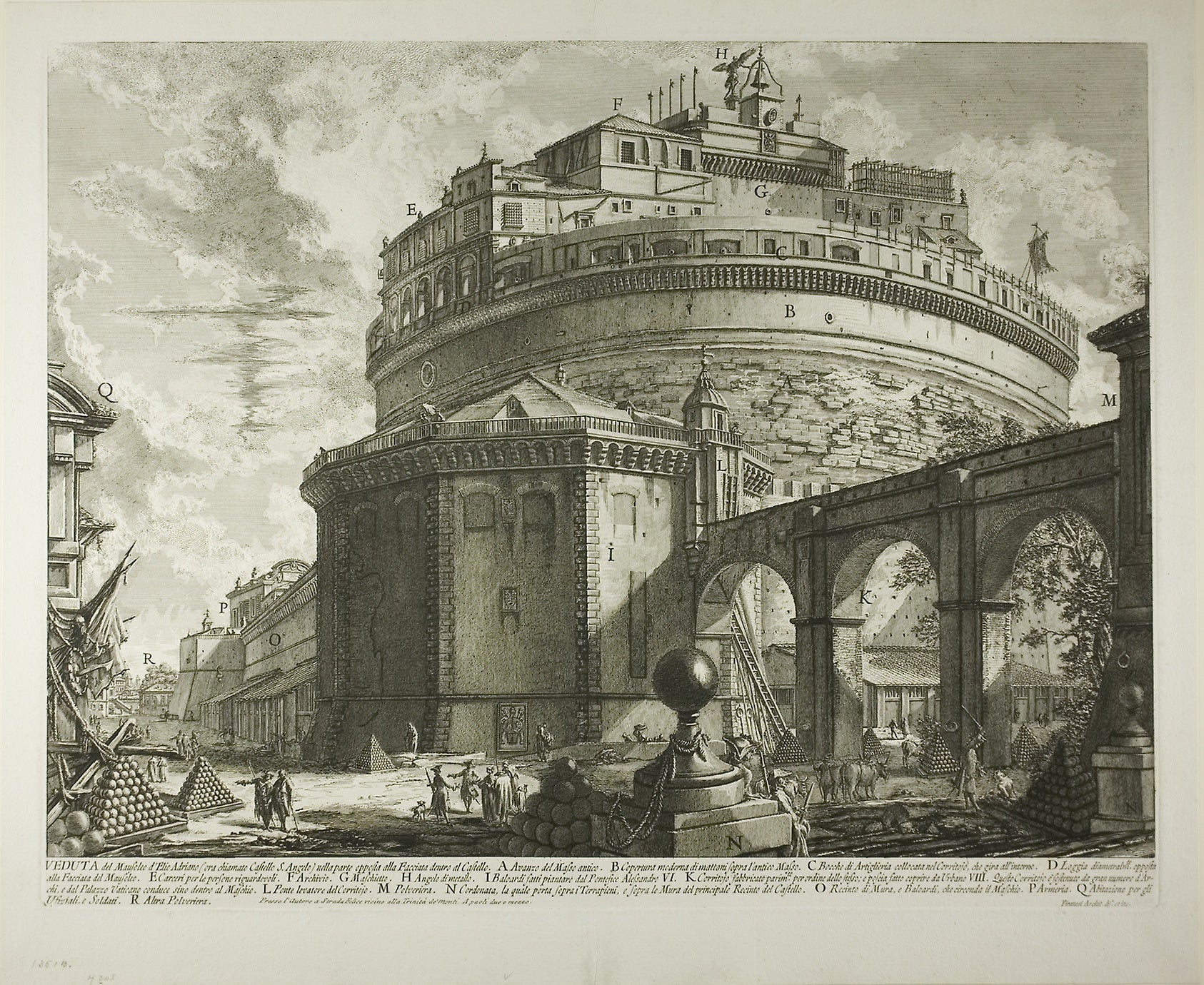 View of the Mausoleum of the Emperor Hadrian (now called Castel Sant’Angelo) from the Rear, from Vedute di Roma (Views of Rome): Giovanni Battista Piranesi,16x12"(A3) Poster