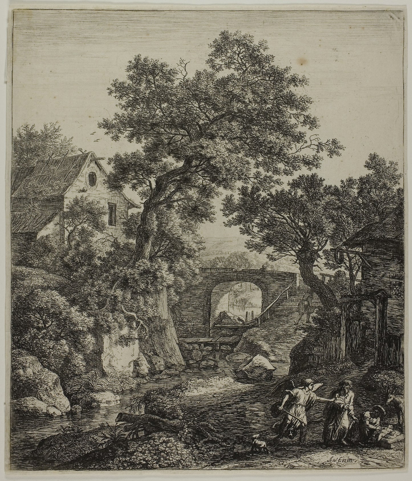 Landscape with Zipphorah and her Son, from Six Landscape Subjects from the Old Testament -  Anthoni Waterlo,  Poster Print Wall Art