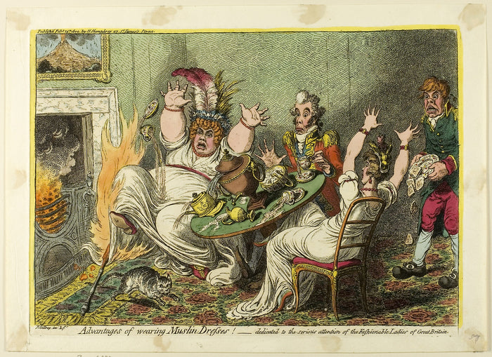 Advantages of Wearing Muslin Dresses!: James Gillray (English, 1756-1815),16x12