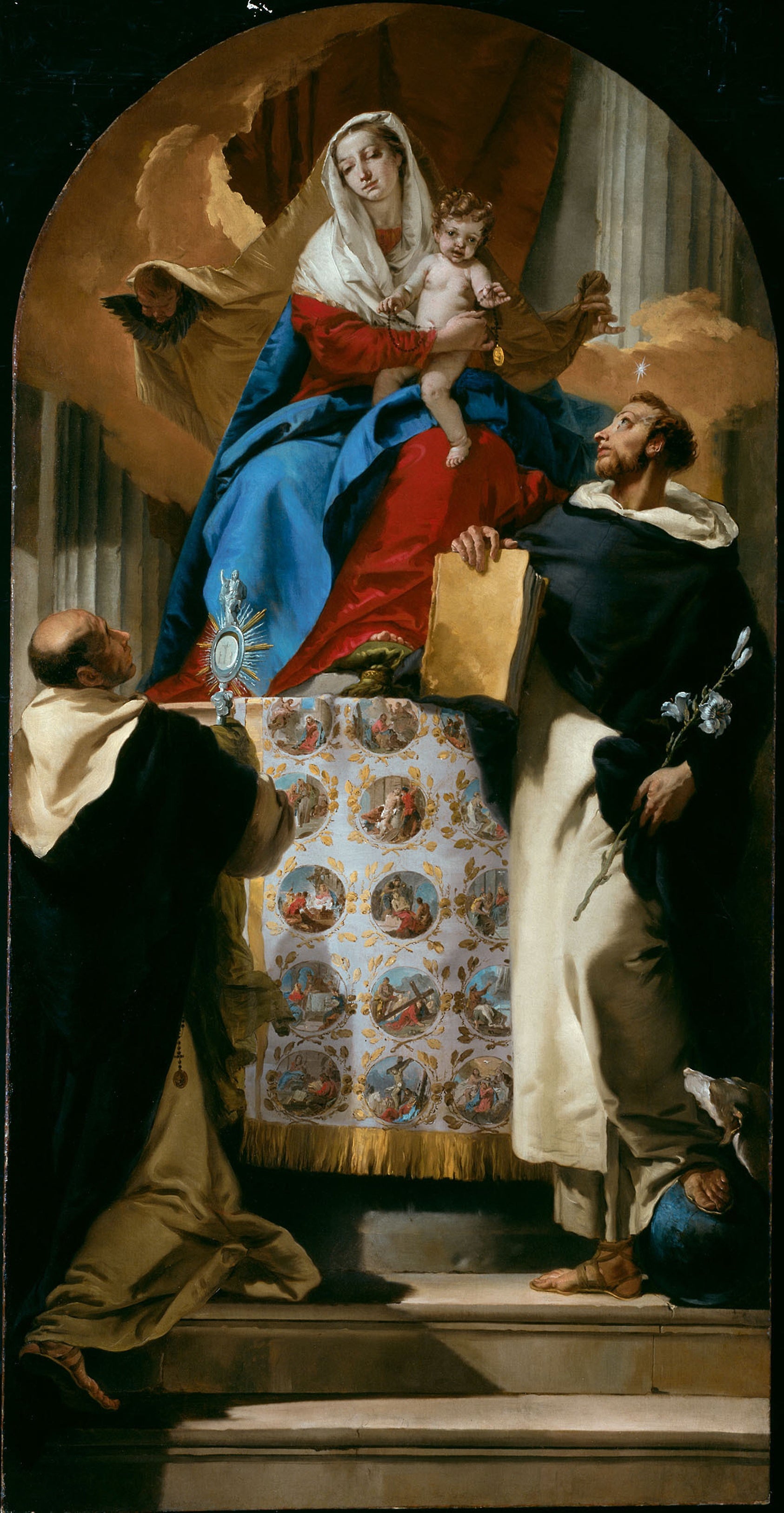 Virgin and Child with Saints Dominic and Hyacinth: Giovanni Battista Tiepolo,16x12"(A3) Poster