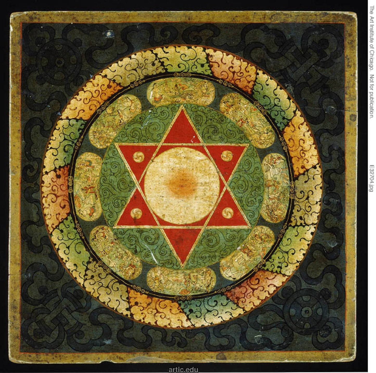 Altar Table with Mandala of Female Tantric Enlightened Being (Vajrayogini) -  Tibet,  Poster Print Wall Art