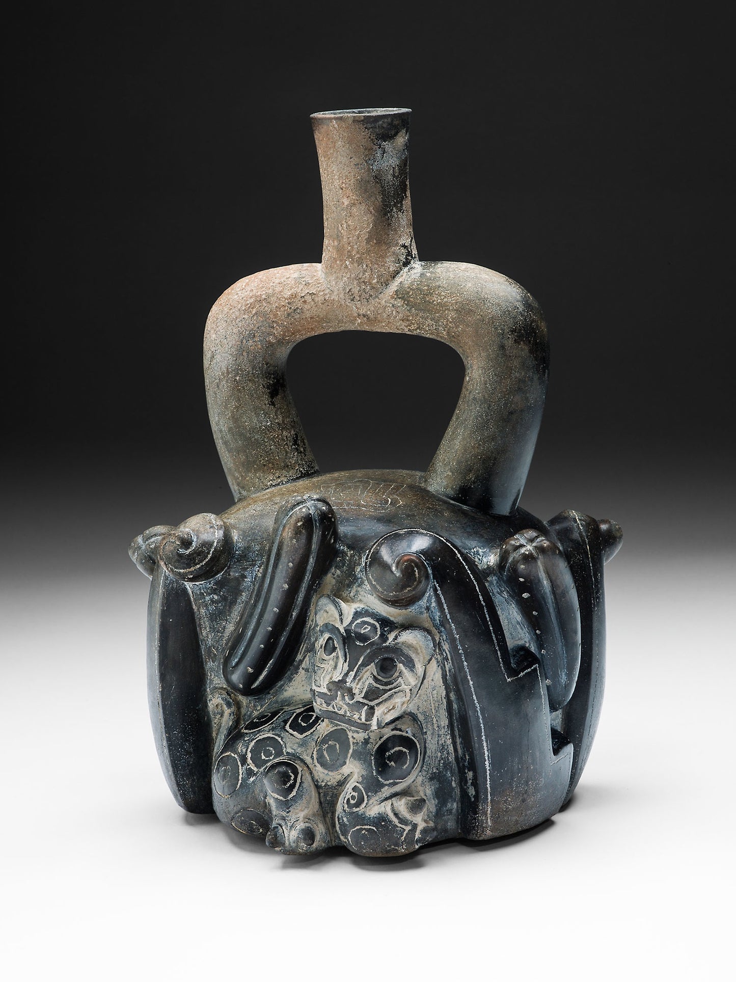 Stirrup-Spout Vessel with Feline and Cactus -  Chavín,  Poster Print Wall Art