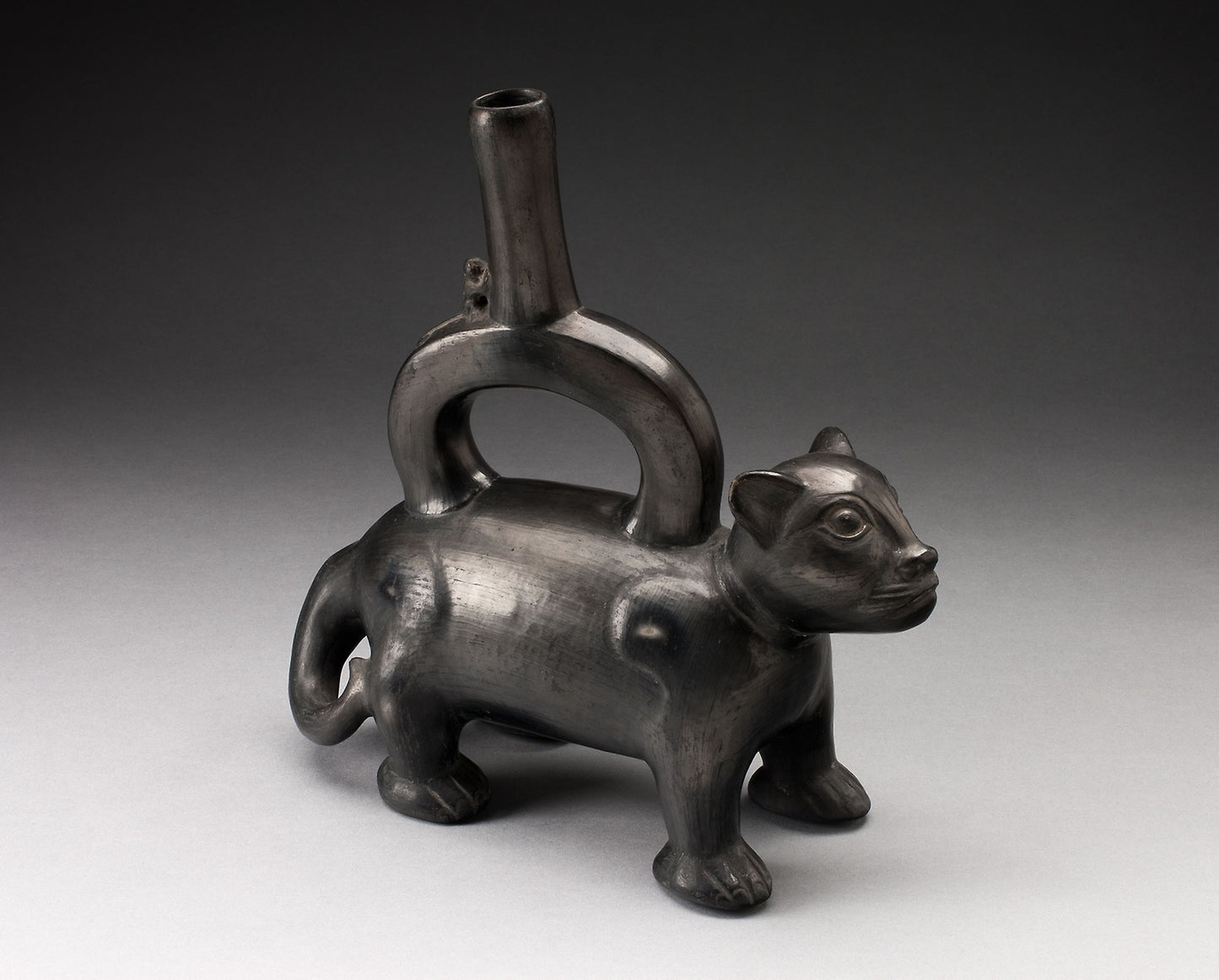Blackware Vessel in the Form of a Feline, Likely a Puma -  Nazca,  Poster Print Wall Art