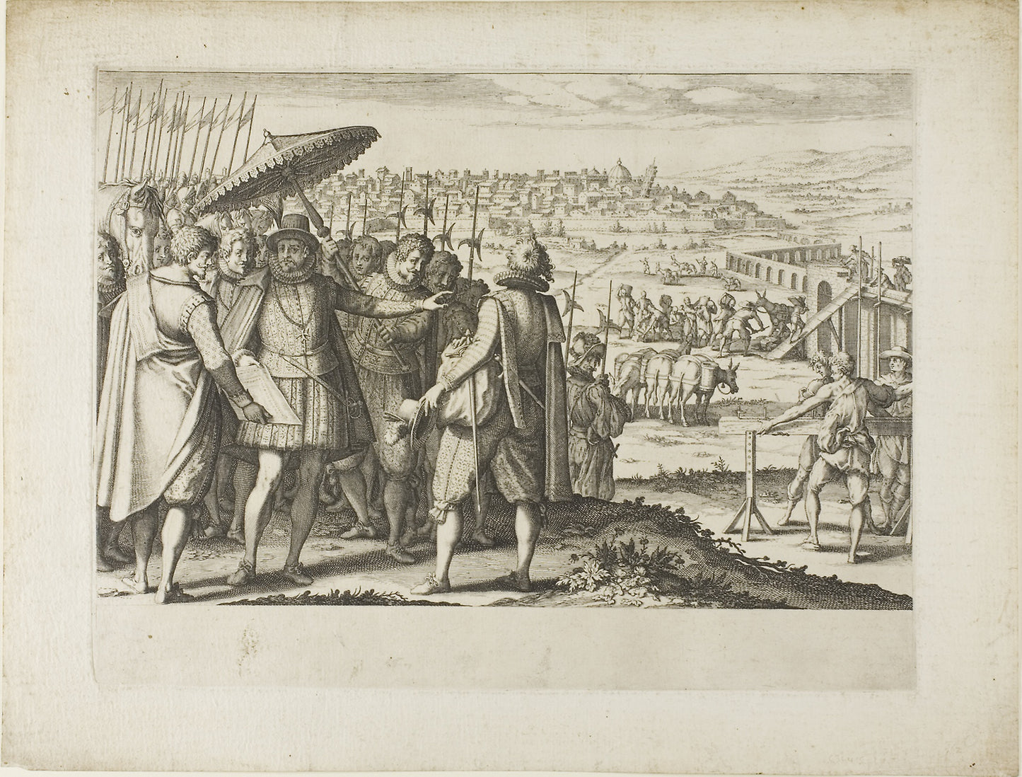 Restoration of the Aqueduct of Pisa -  Jacques Callot,  Poster Print Wall Art