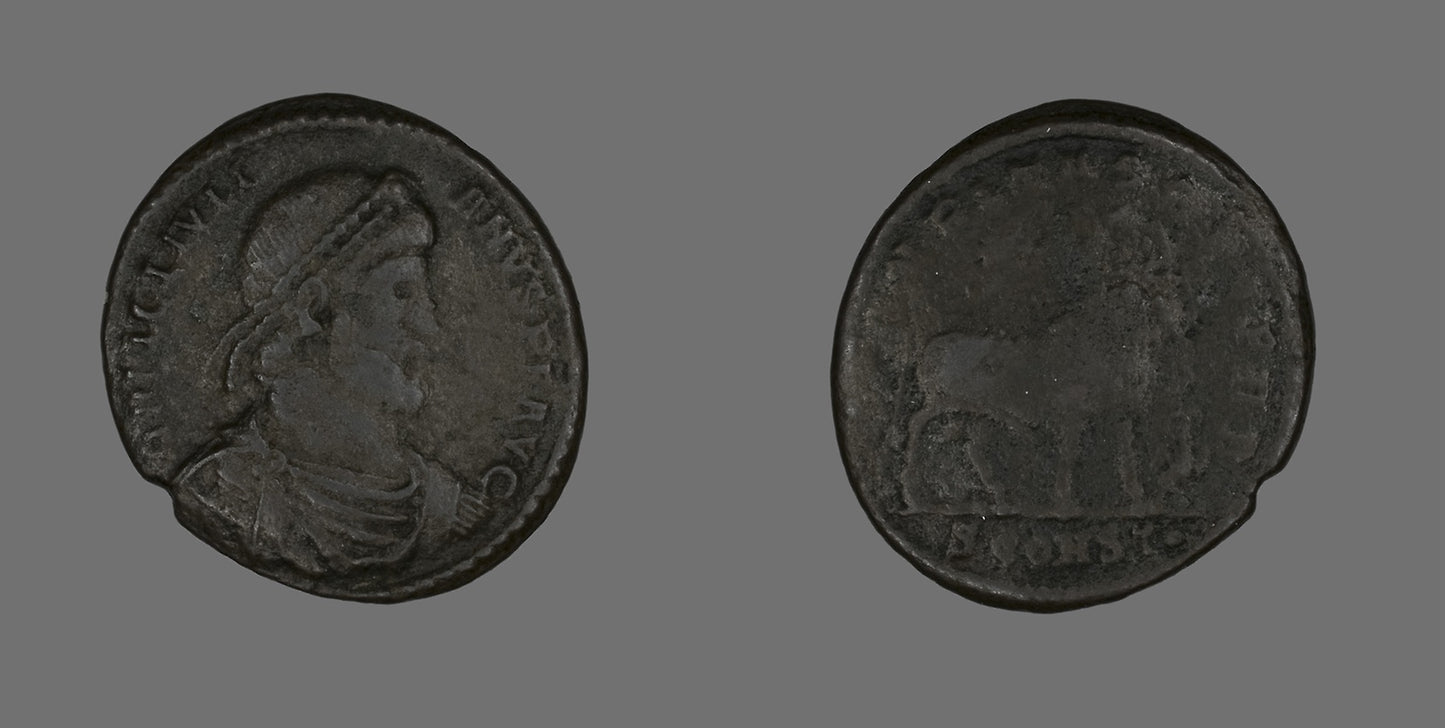 Base (Coin) Portraying Emperor Julianus -  Roman, minted in Aries,  Poster Print Wall Art