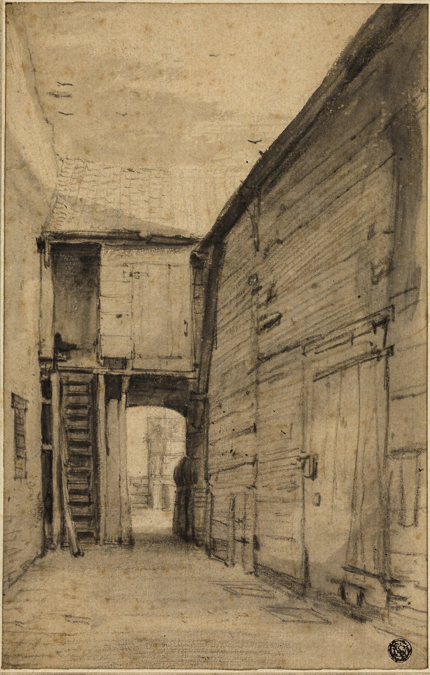 Yard of an Old House -  Cornelis Saftleven (Dutch, 1607-1681),  Poster Print Wall Art